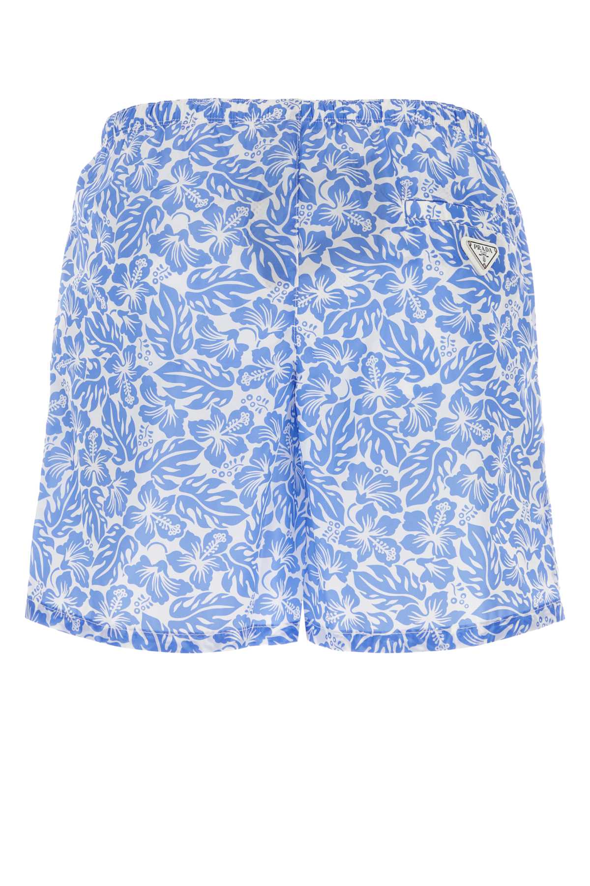 Shop Prada Printed Nylon Swimming Shorts In Celeste