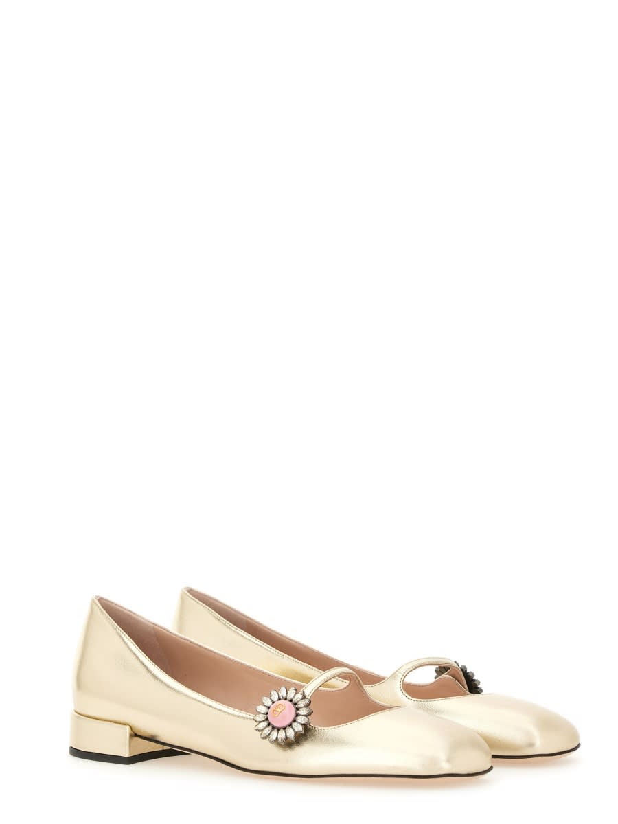 Valentino Mary Jane Metallic Leather Ballet Flats