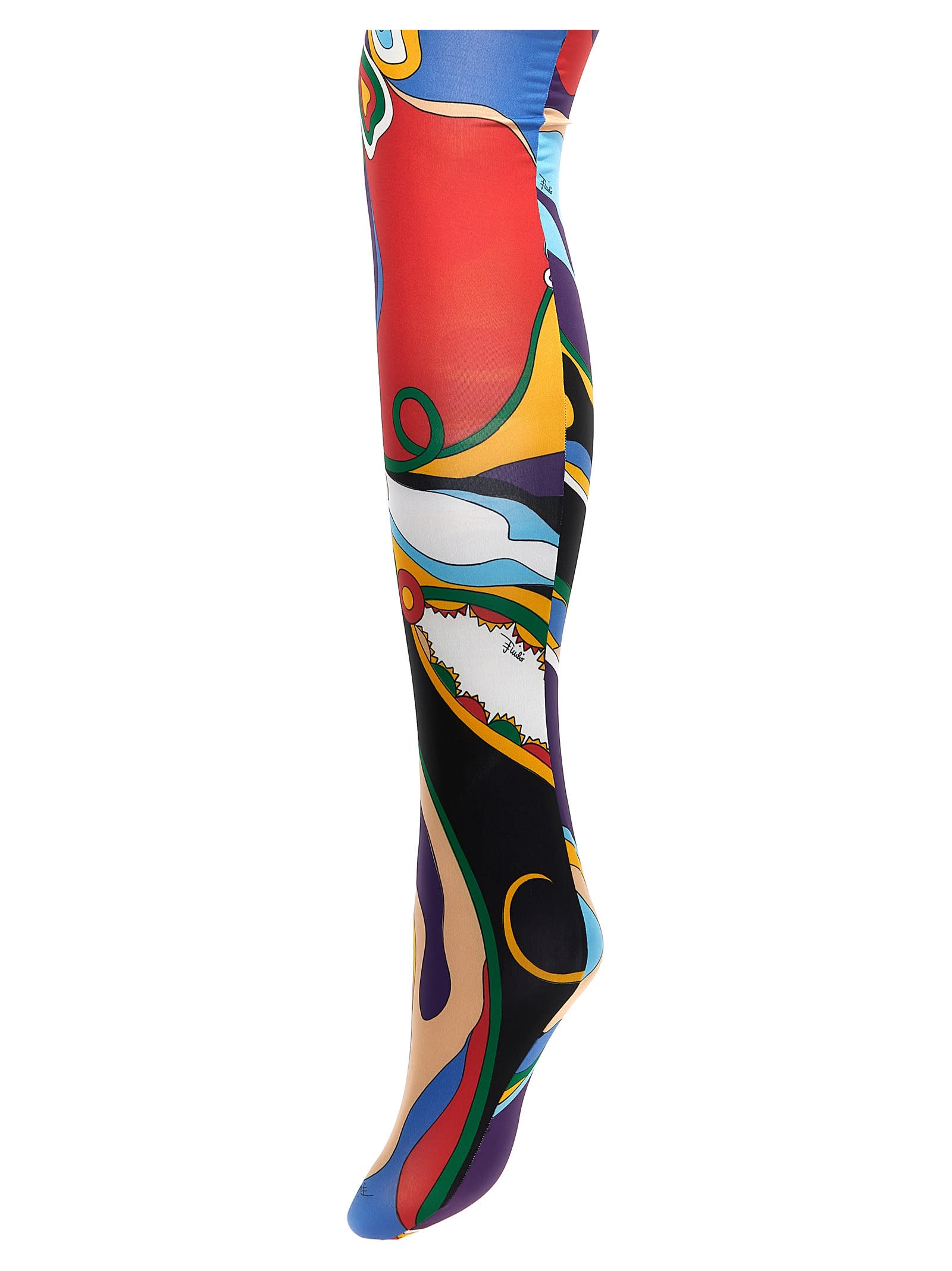 Shop Pucci Orchidee Print Tights In Multicolor