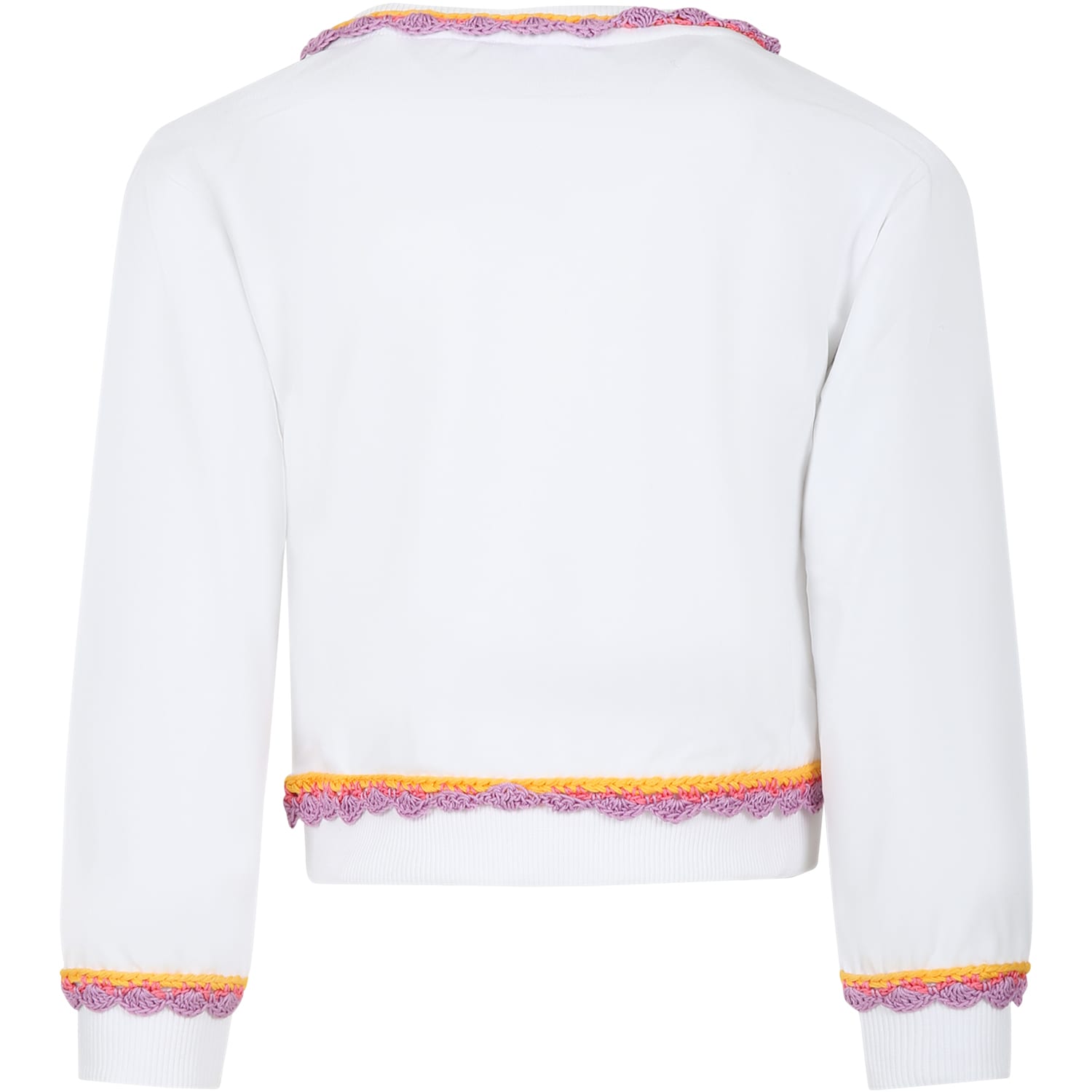 Shop Moschino White Sweatshirt For Girl With Embroidered Logo