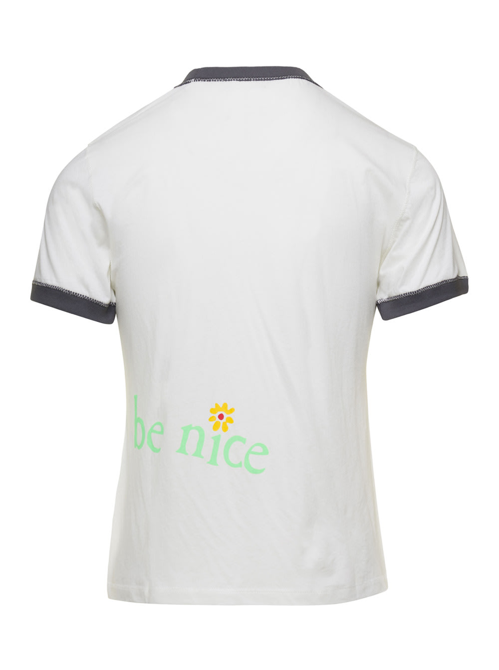 Shop Erl White Crew Neck T-shirt In Cotton Man