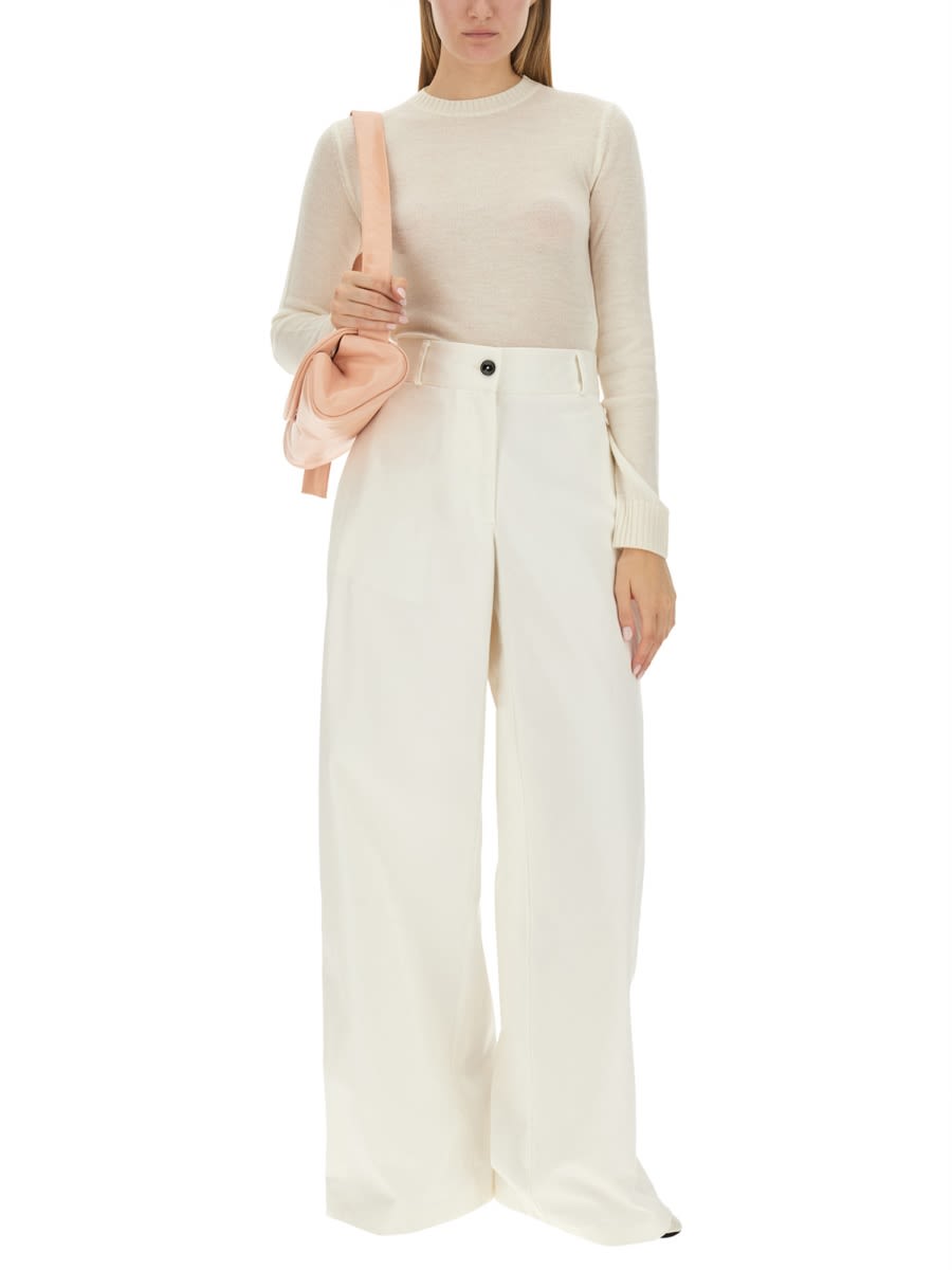 Shop Jil Sander Wide Leg Pants In White