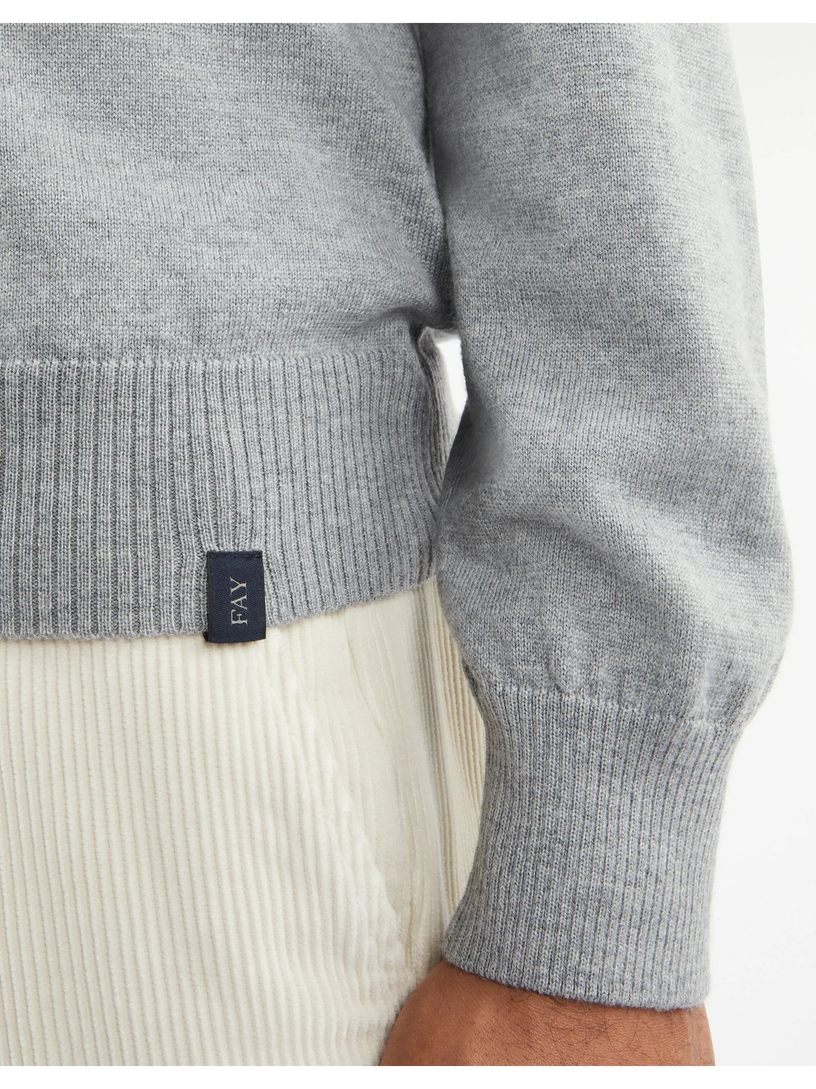 Shop Fay Turtleneck In Grey Shaved Wool Knit