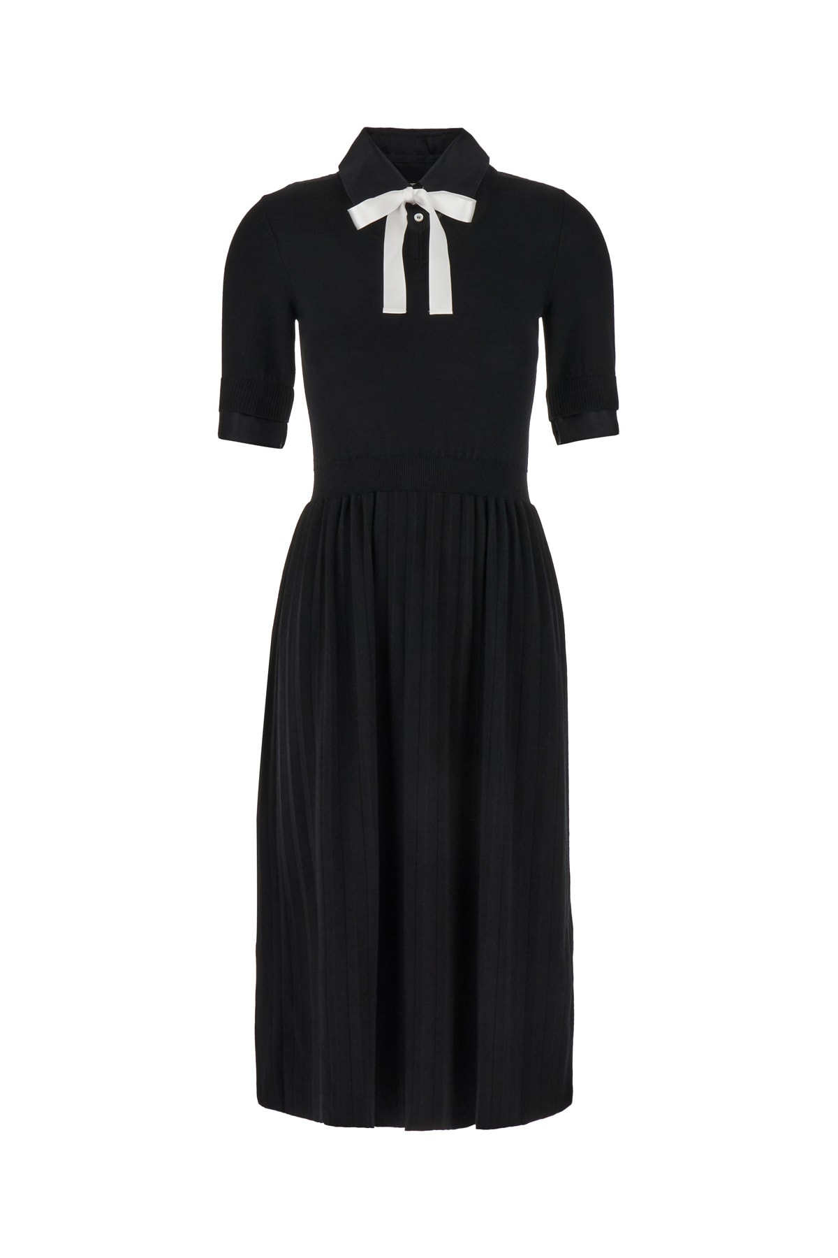 Shop Thom Browne Black Stretch Wool Blend Dress In 001