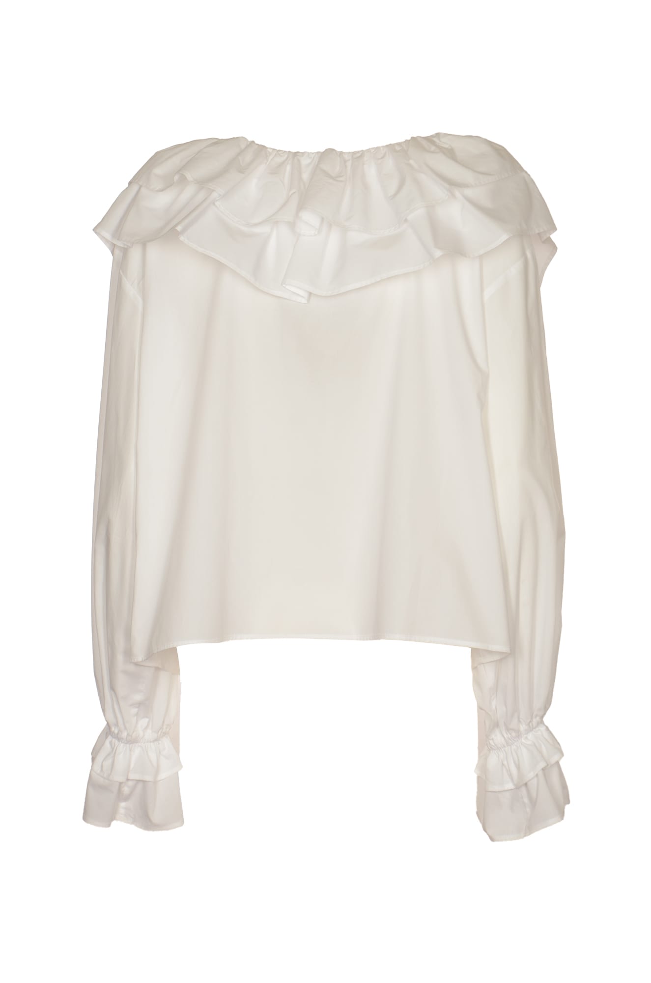 Shop Msgm Ruffled Blouse In White
