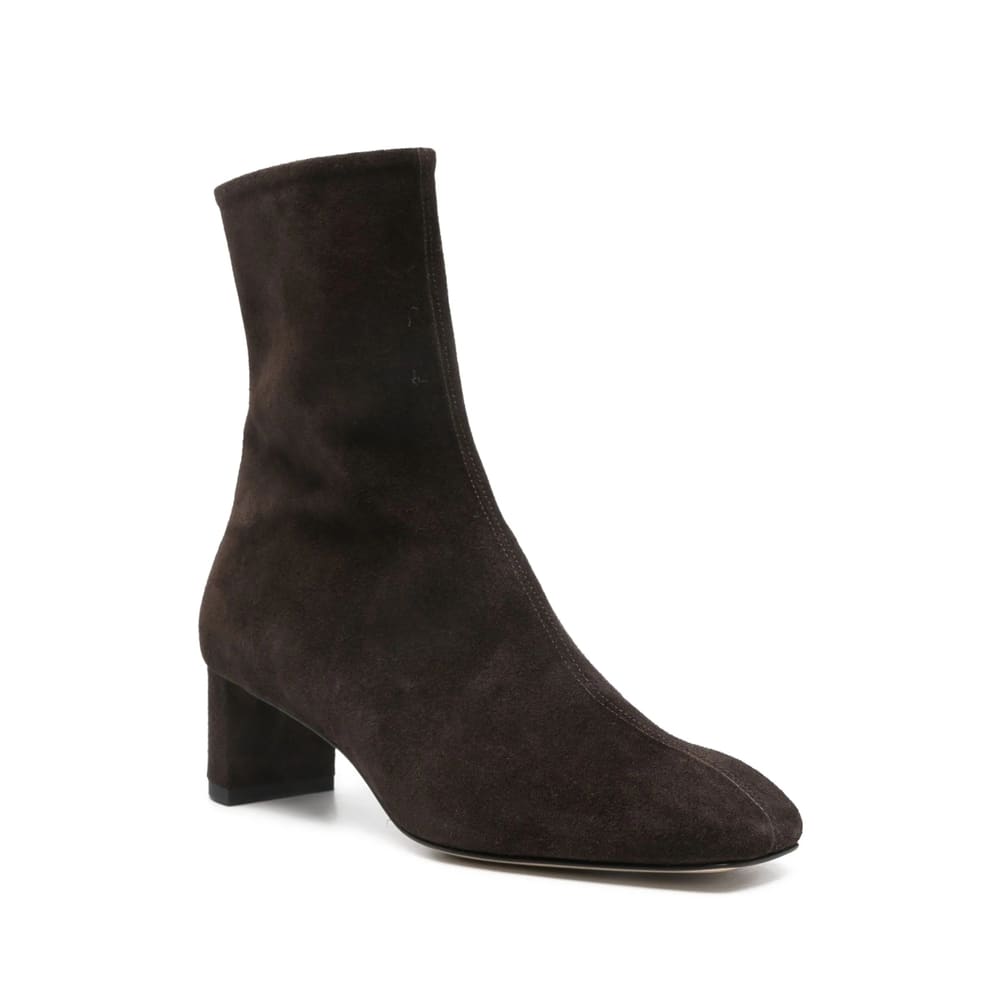 Aeyde 45mm Millie Suede Block-heel Boots In Brown