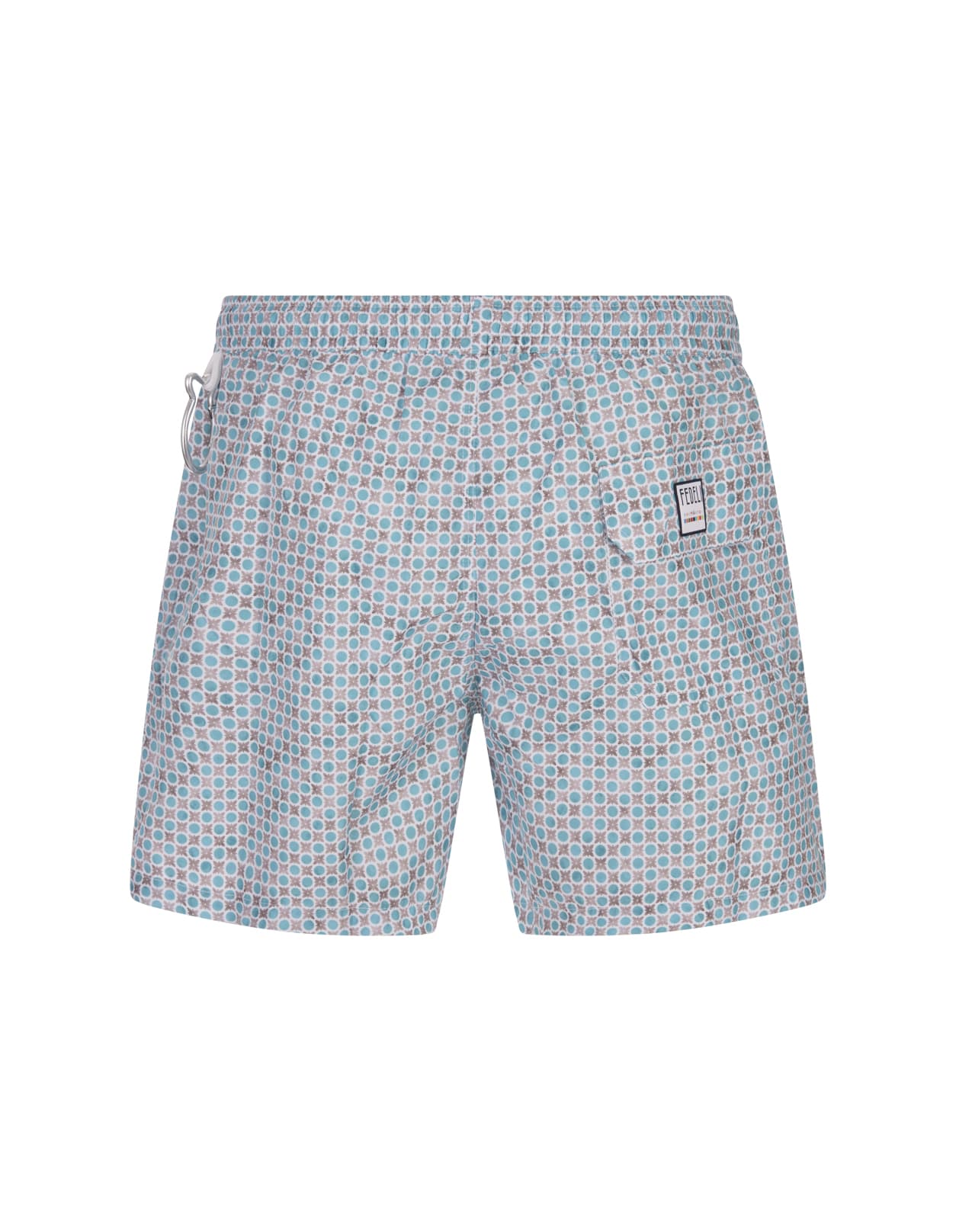 Shop Fedeli Swim Shorts With Micro Pattern Of Polka Dots And Flowers In Blue