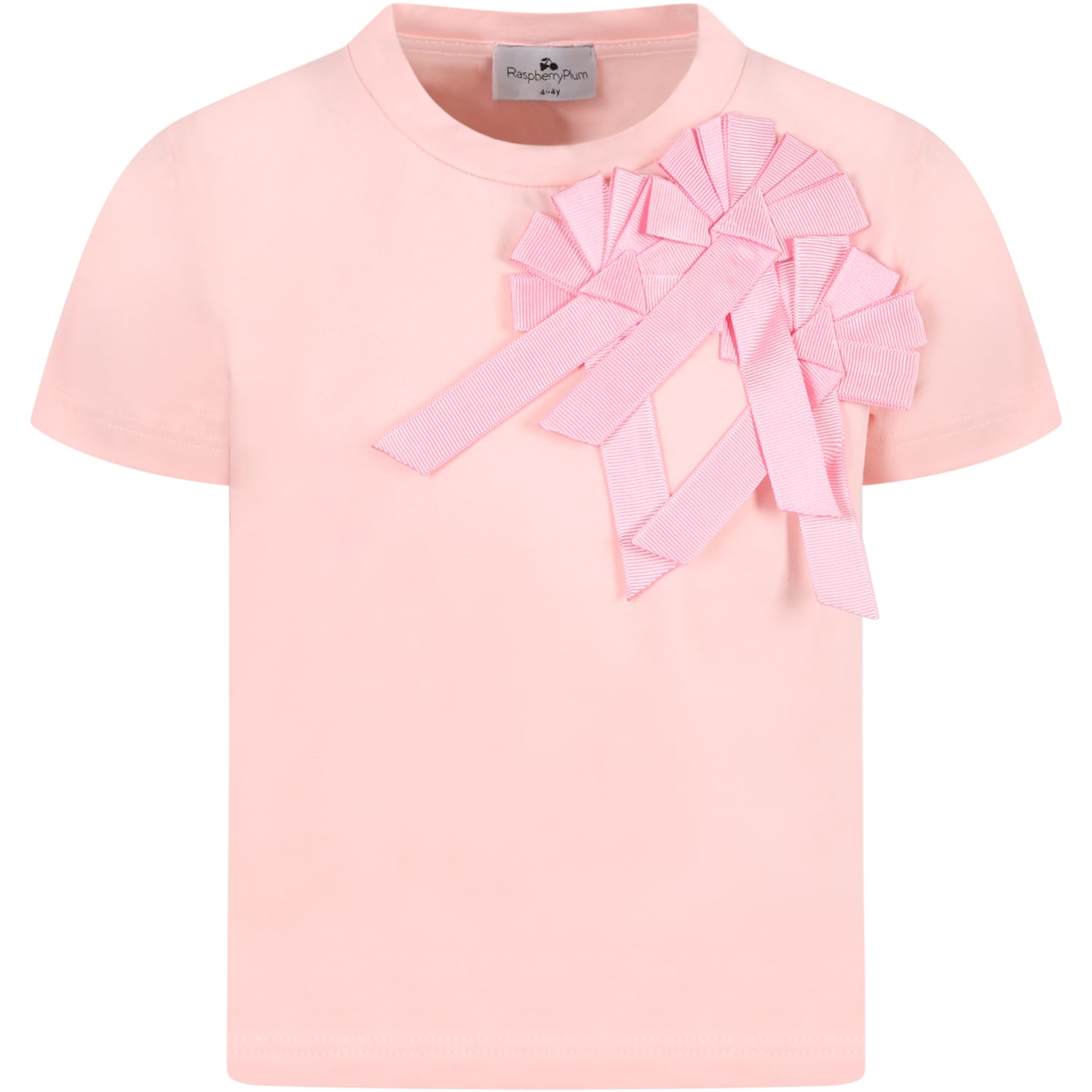 Raspberry Plum Pink T-shirt For Girl With Pink Rosettes