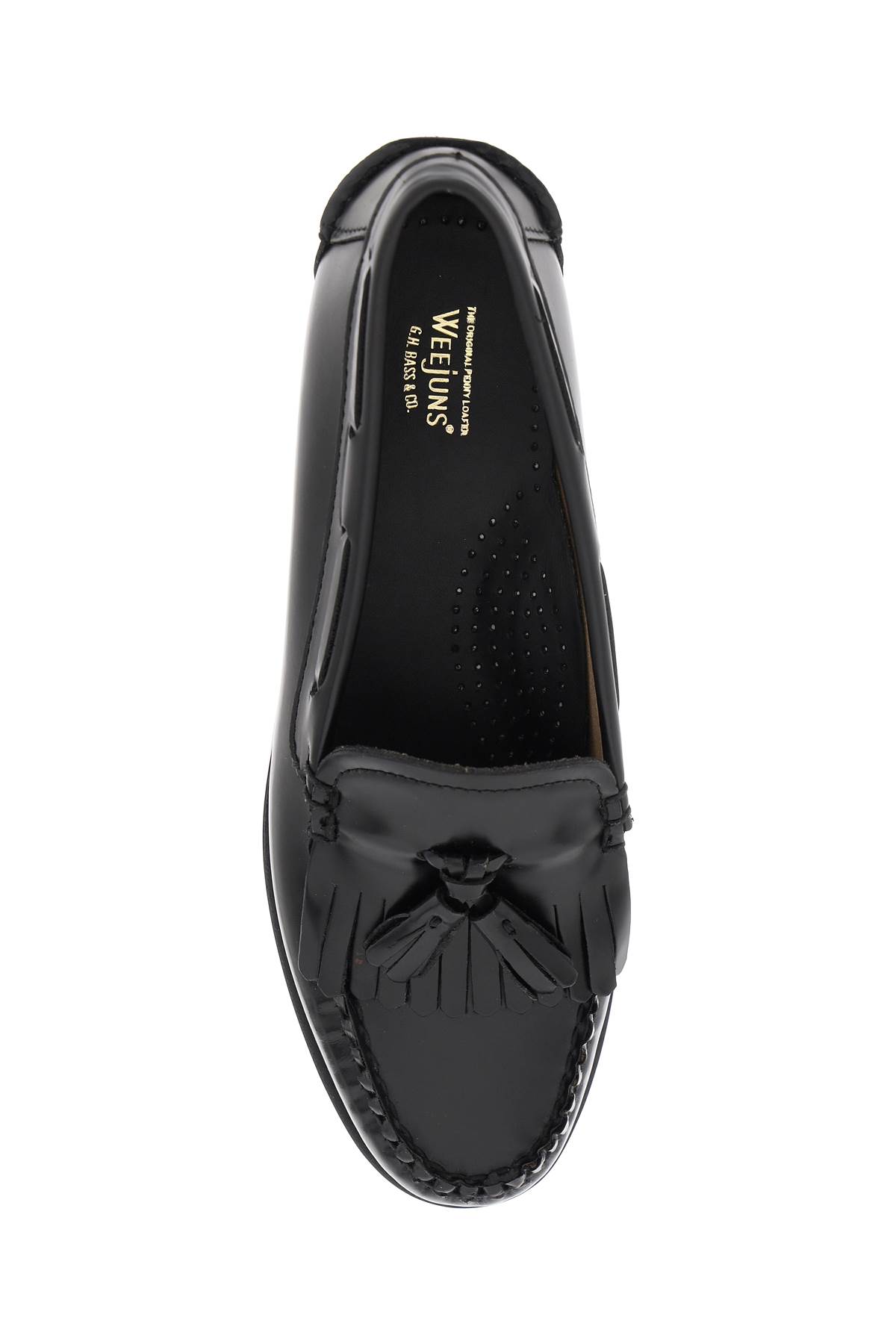 Shop G.h.bass &amp; Co. Esther Kiltie Weejuns Loafers In Brushed Leather In Black (black)