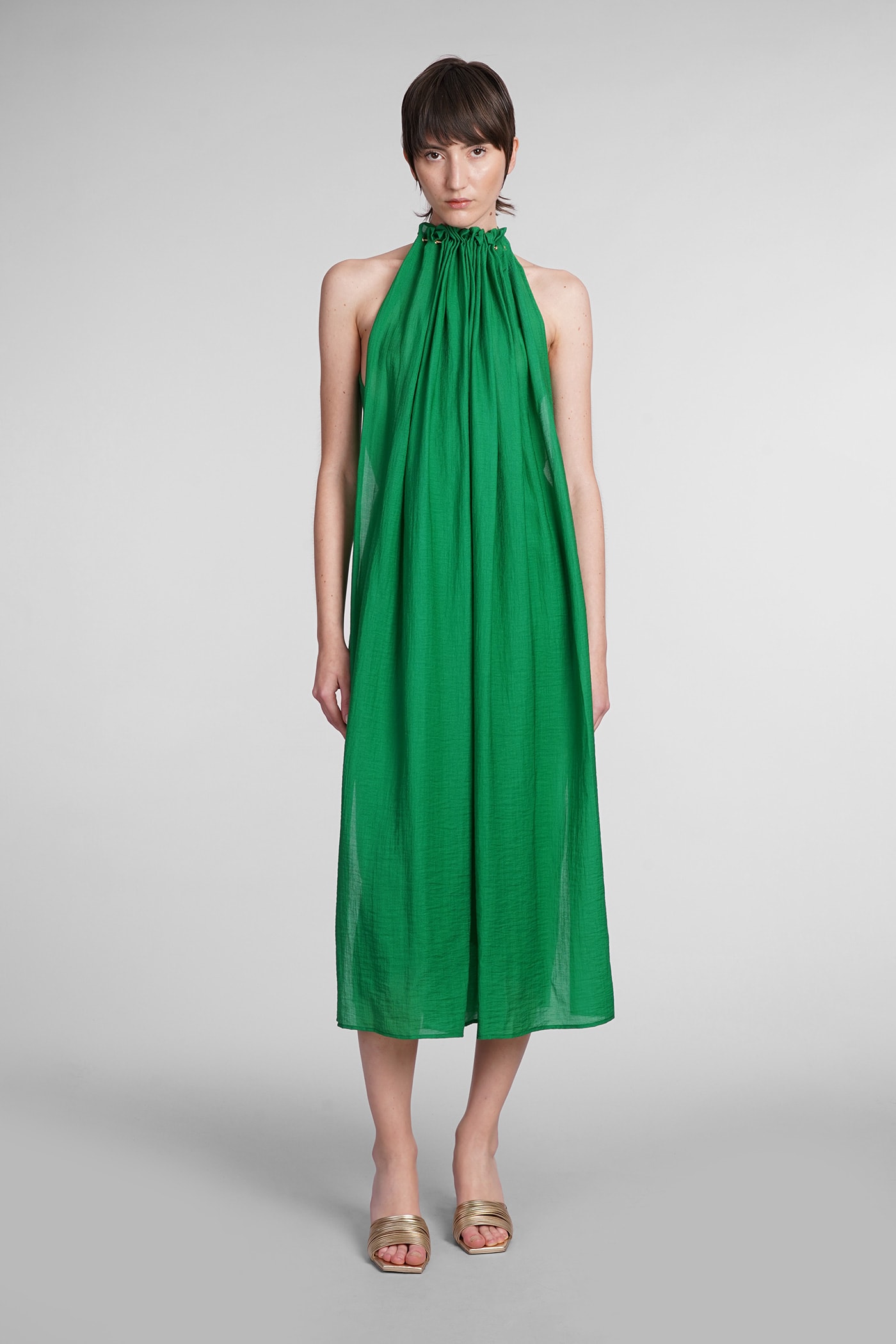 Cult Gaia Ree Dress In Green Wool And Polyester