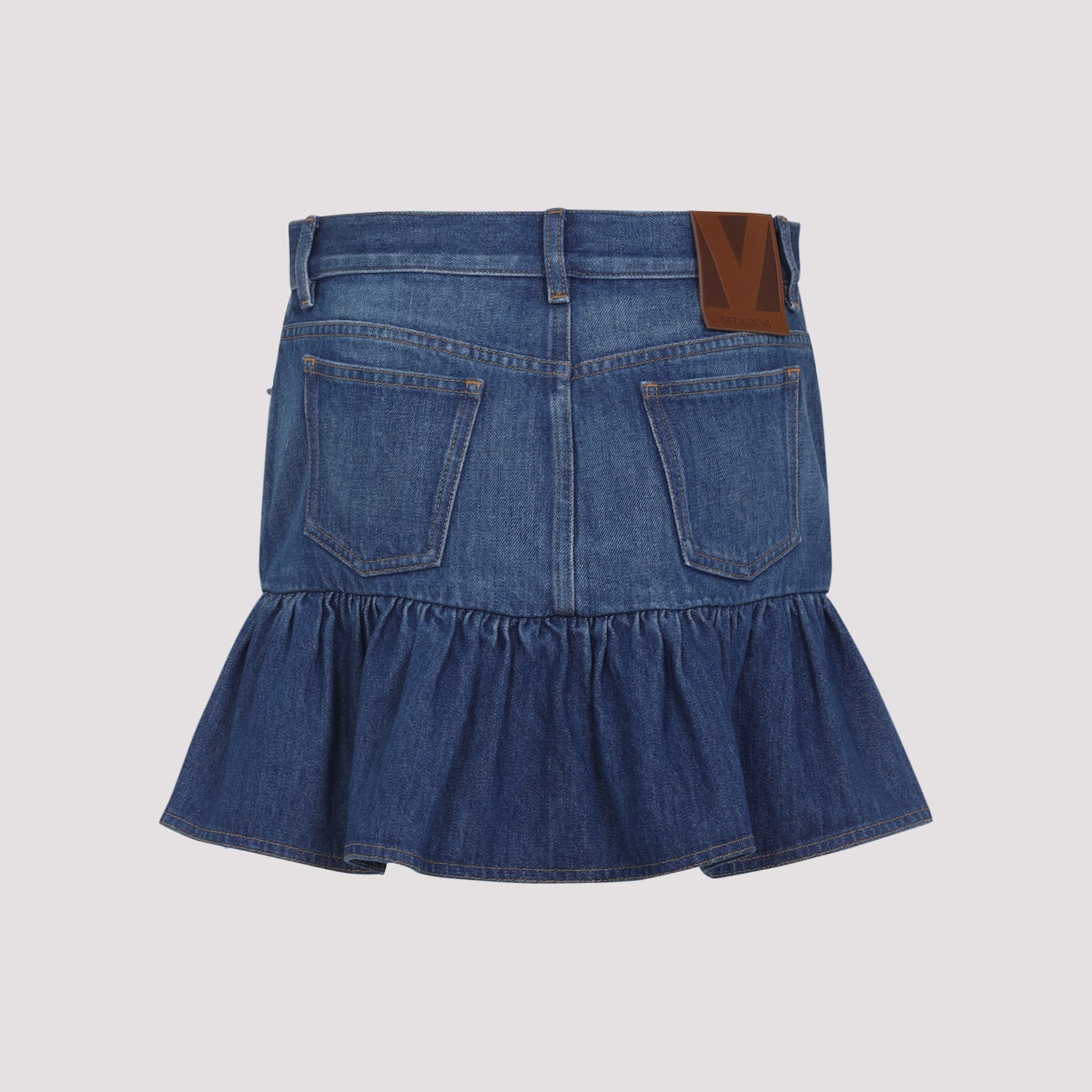 Valentino Garavani Mini Denim Skirt In Blue