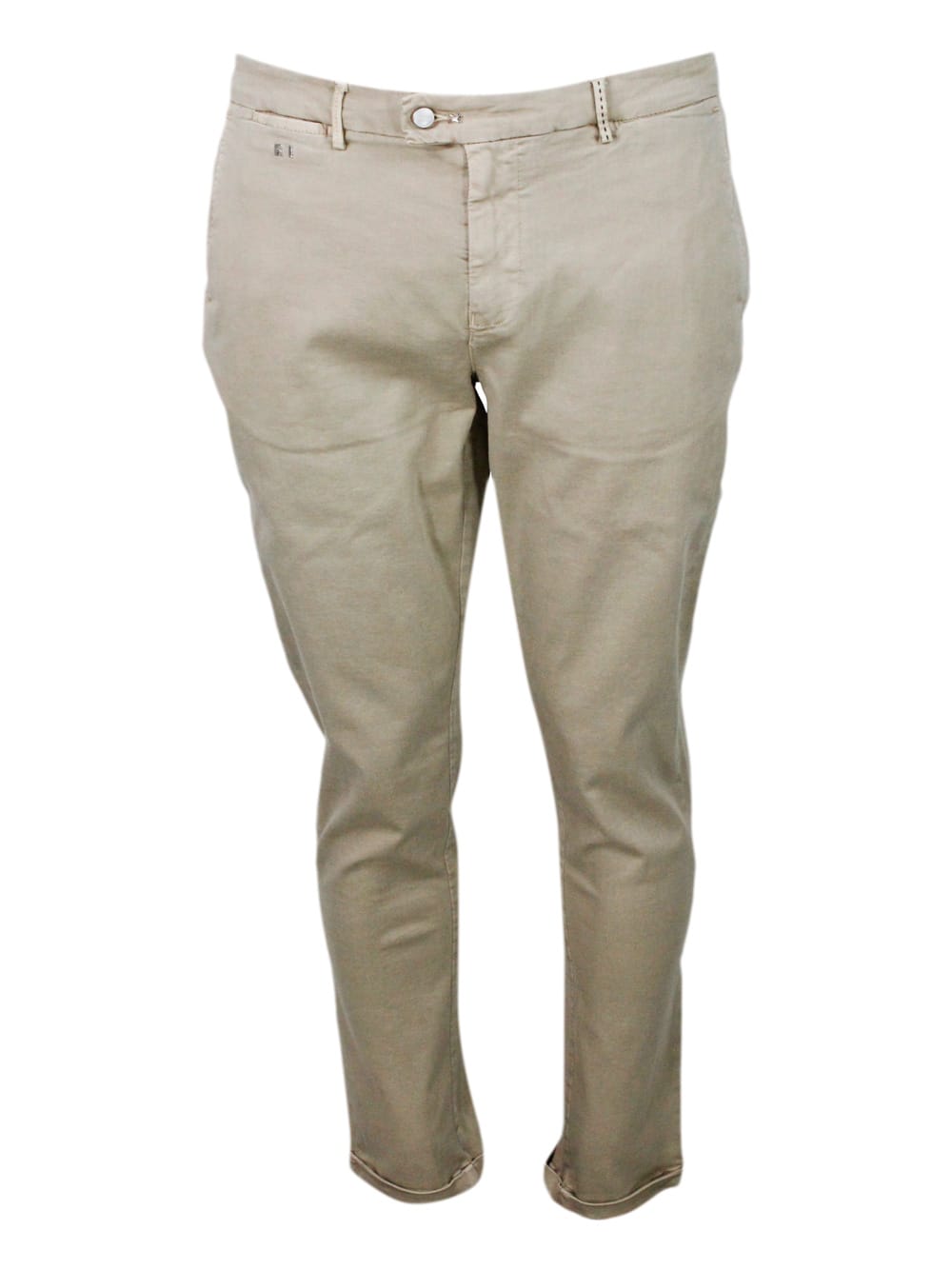 Shop Sartoria Tramarossa Luis Trousers With Chino Pockets In Stretch Elastic Cotton With Tone-on-tone Tailored Stitching And  In Sahara Desert