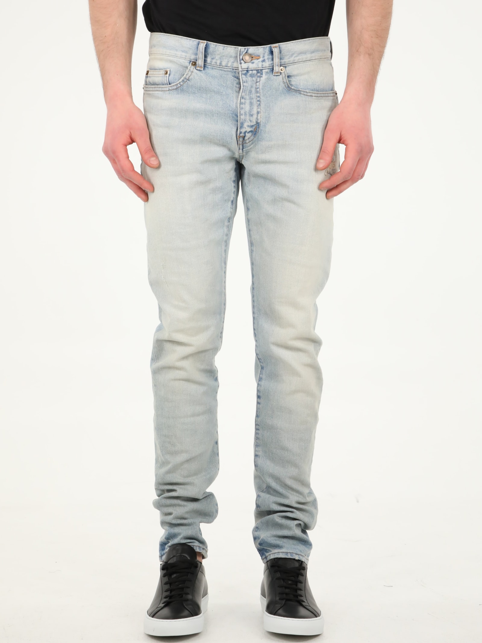 SAINT LAURENT LIGHT-BLUE DENIM JEANS