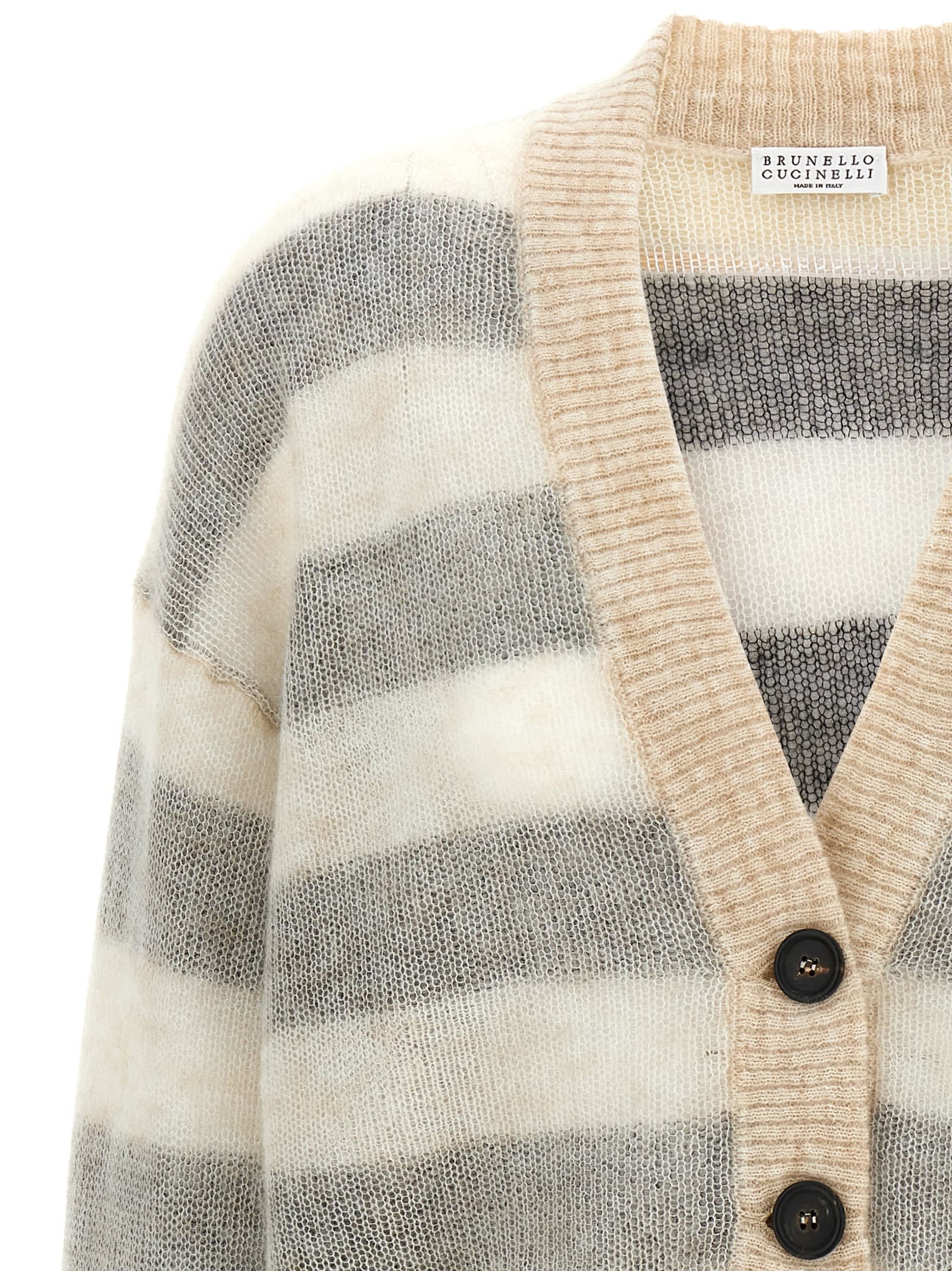 Shop Brunello Cucinelli Striped Cardigan In Multicolor