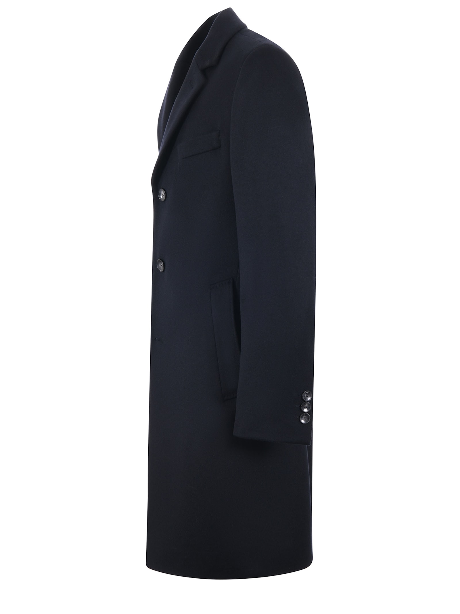 Shop Hugo Boss Coat In Wool And Cashmere In Blue