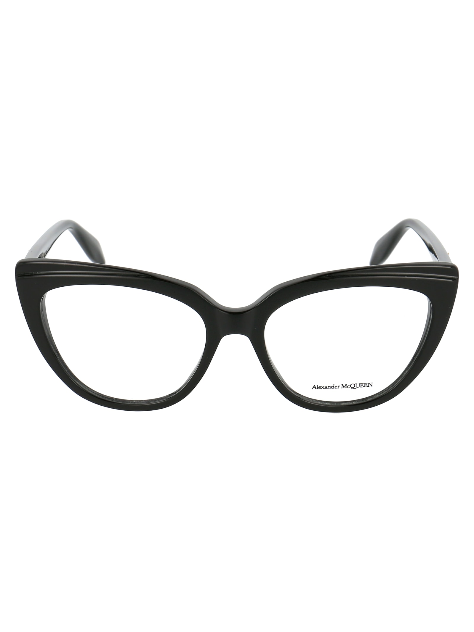Alexander Mcqueen Glasses In Black Black Transparent