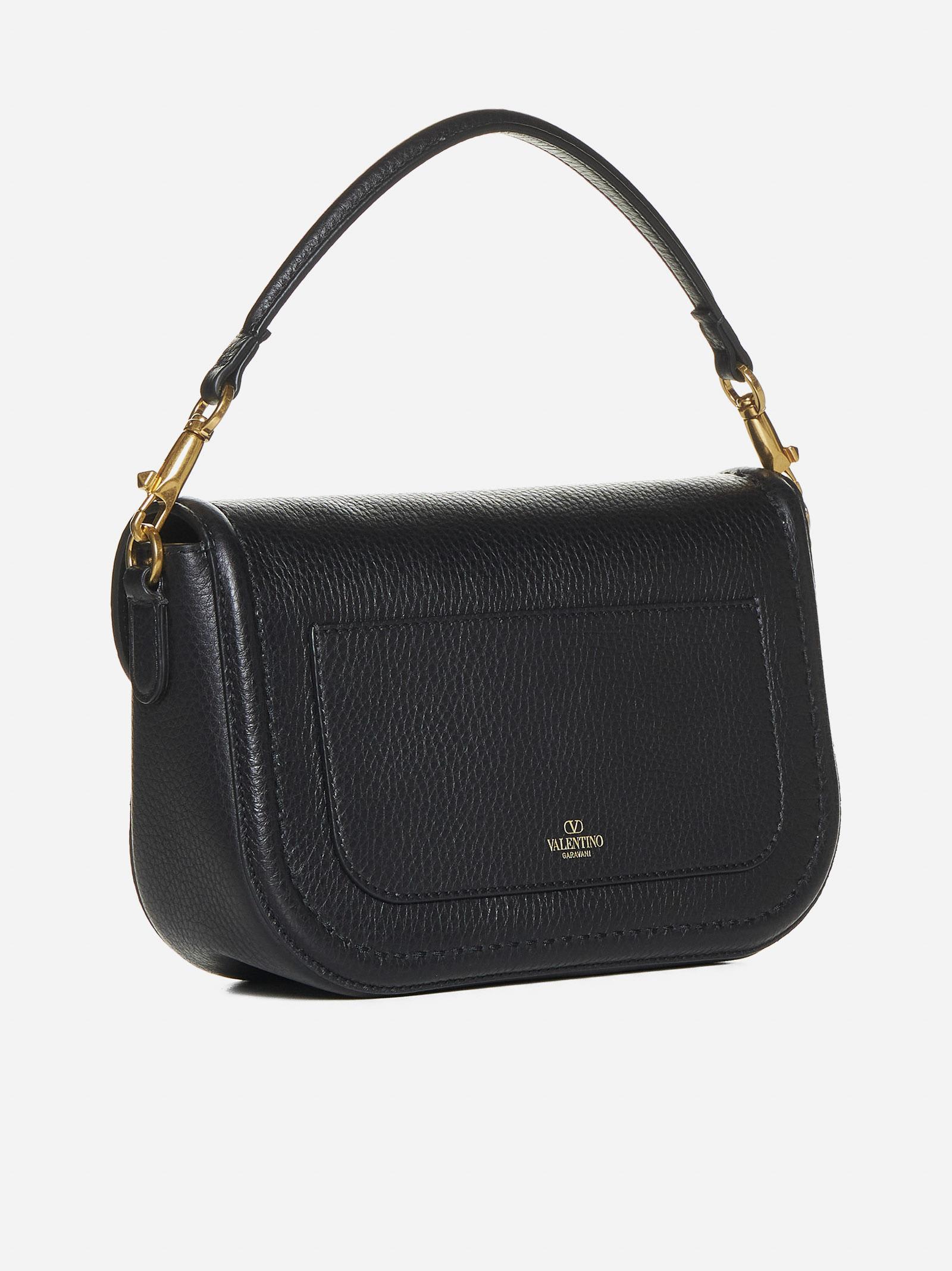 Shop Valentino Vlogo Signature Leather Bag In Black