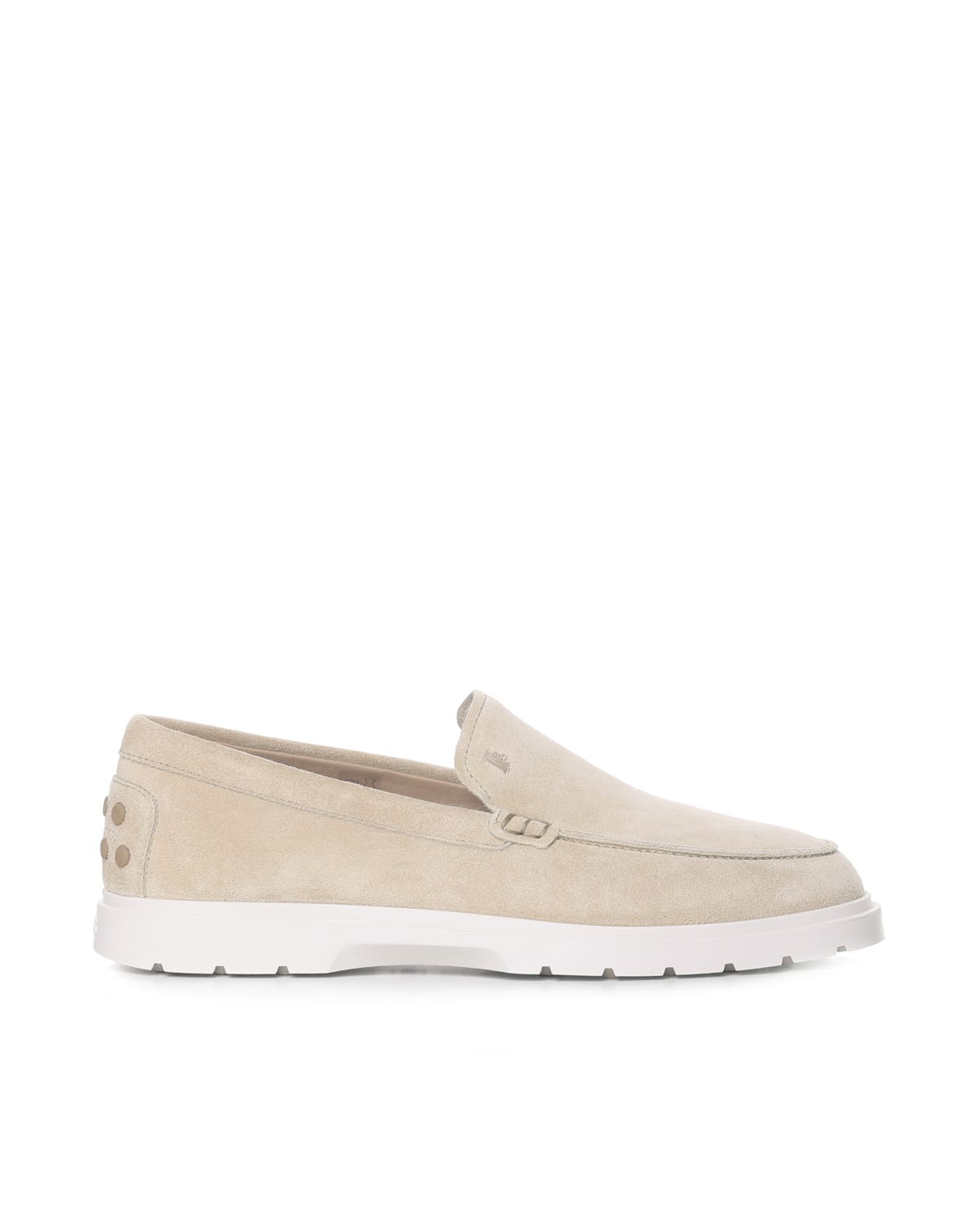 Shop Tod's Suede Moccasin In Naturale Chiaro