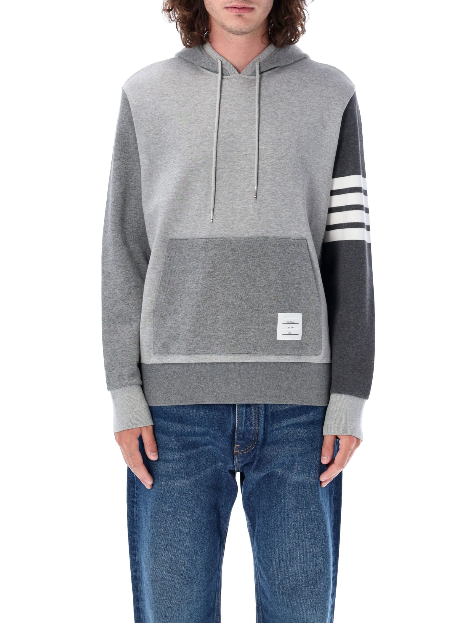 Shop Thom Browne Hoodie Pullover With Tona Fun Mix In Tonal Grey