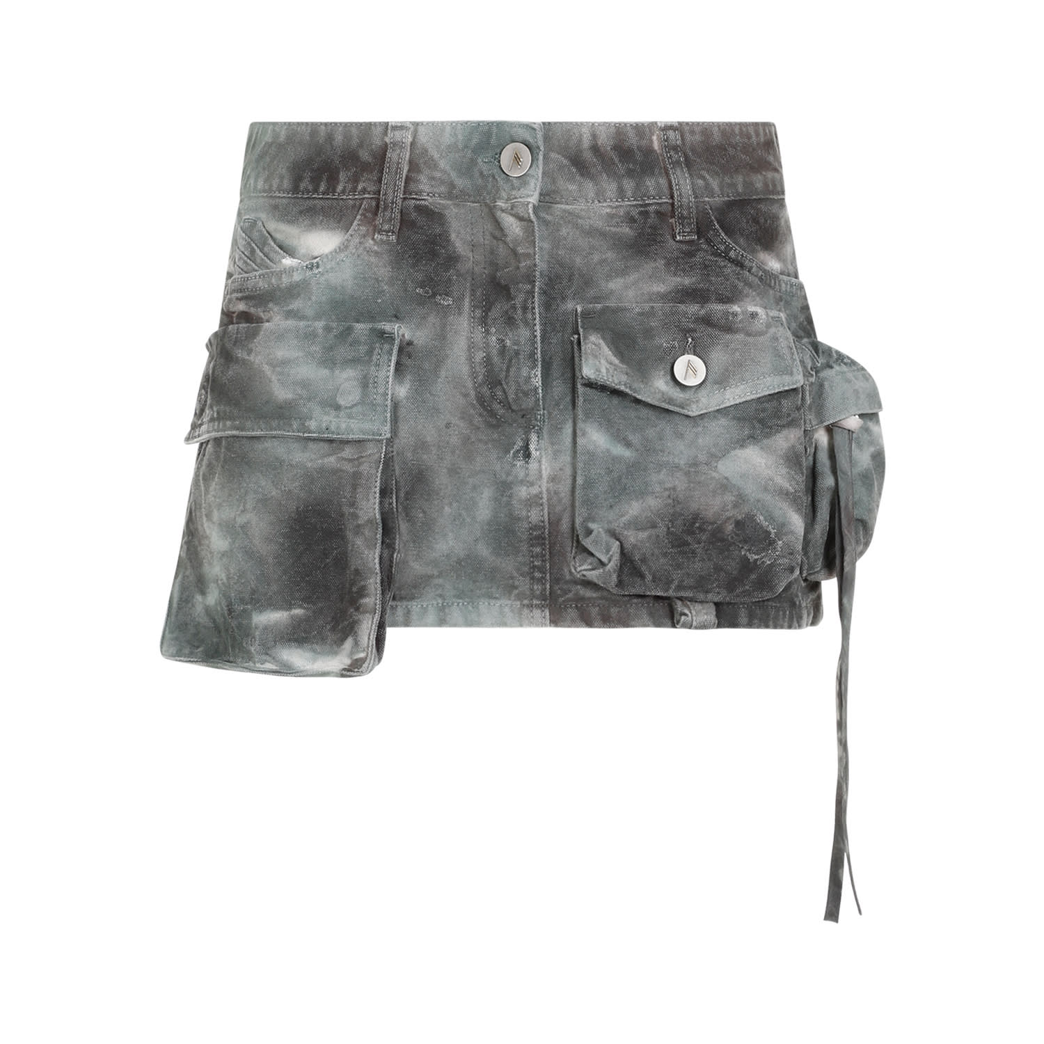 Shop Attico Fay Mini Skirt In Stained Greencamouflage