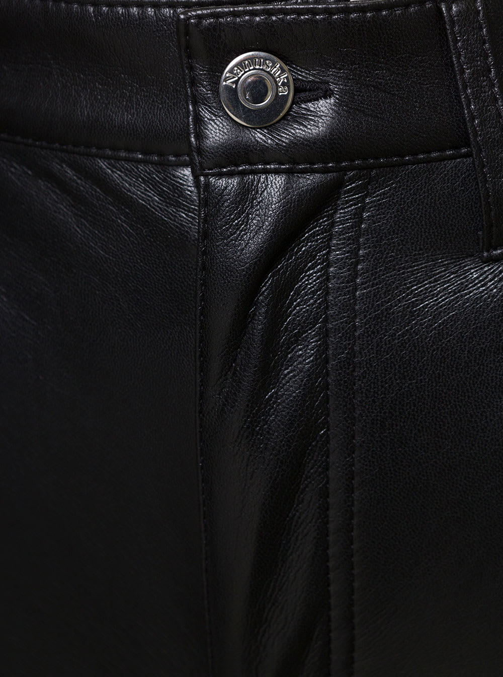 Shop Nanushka Vinni Black Five Pockets Pants In Faux Leather Woman
