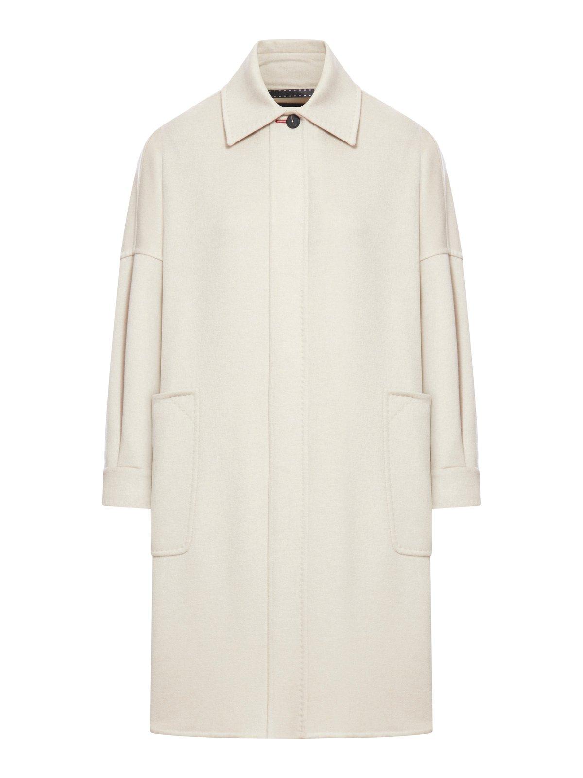 Shop Max Mara Button Detailed Long-sleeved Coat In Casha