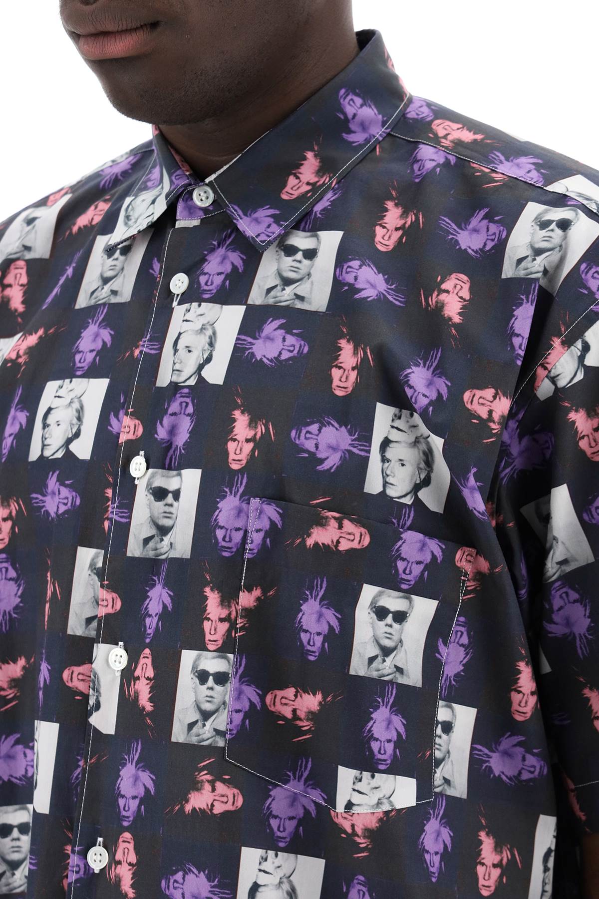 Shop Comme Des Garçons Shirt Short-sleeved Shirt With Andy Warhol Print In Print F (pink)