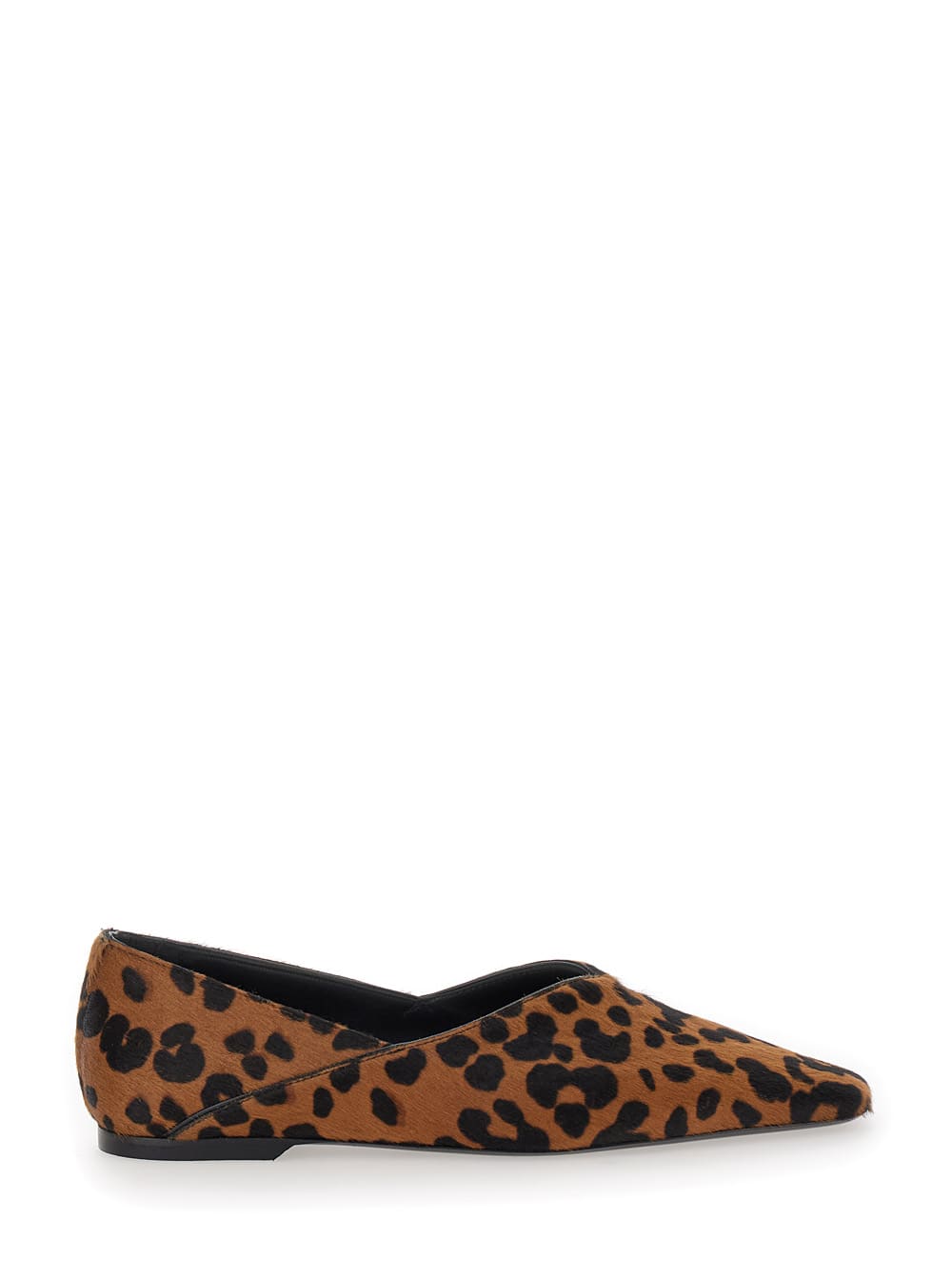 Shop Totême The Everyday Flat Brown Ballet Flats With Leopard Print In Leather Woman