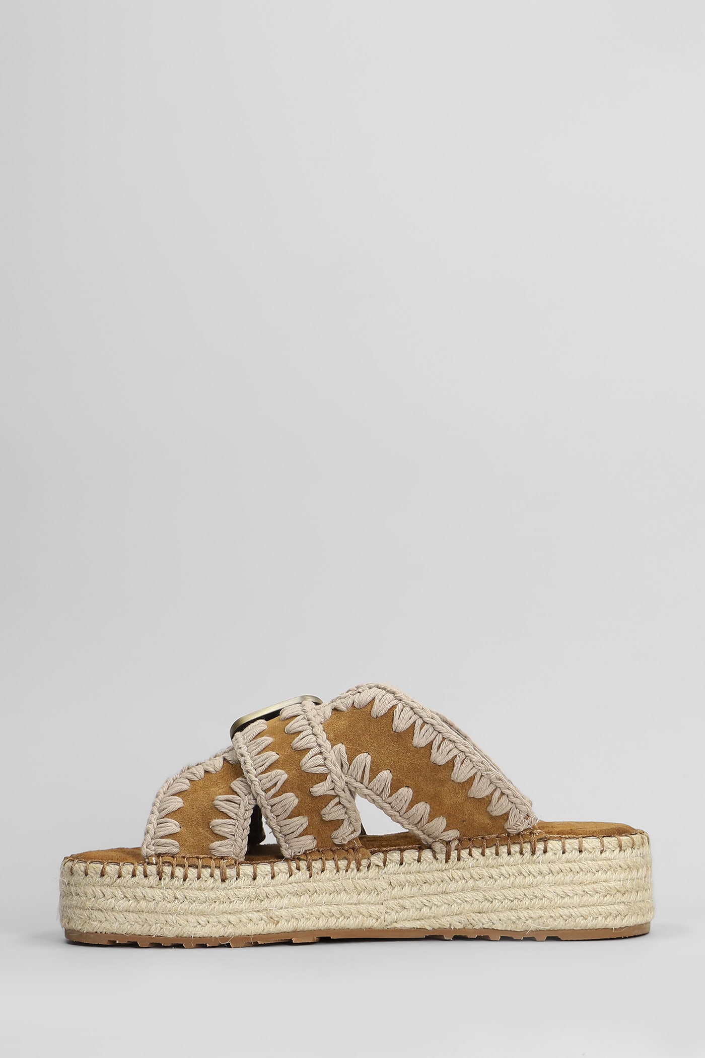Mou Jute Sandal Sandals In Leather Color Suede In Leather Color