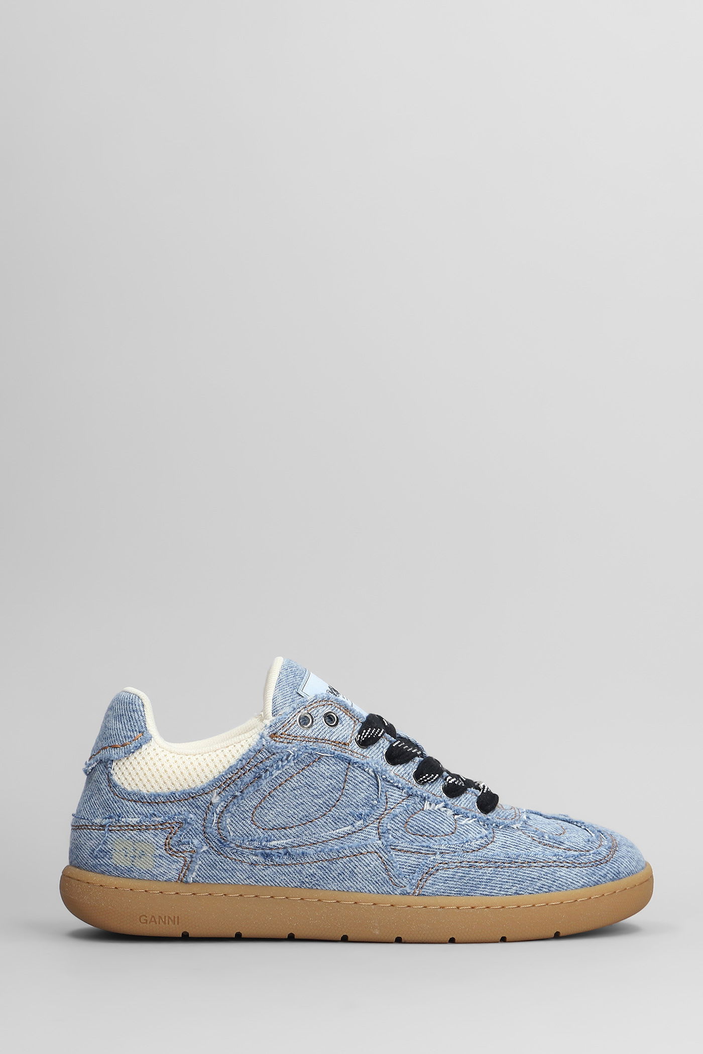08 Denim Raw Edge Sneakers In Blue Cotton