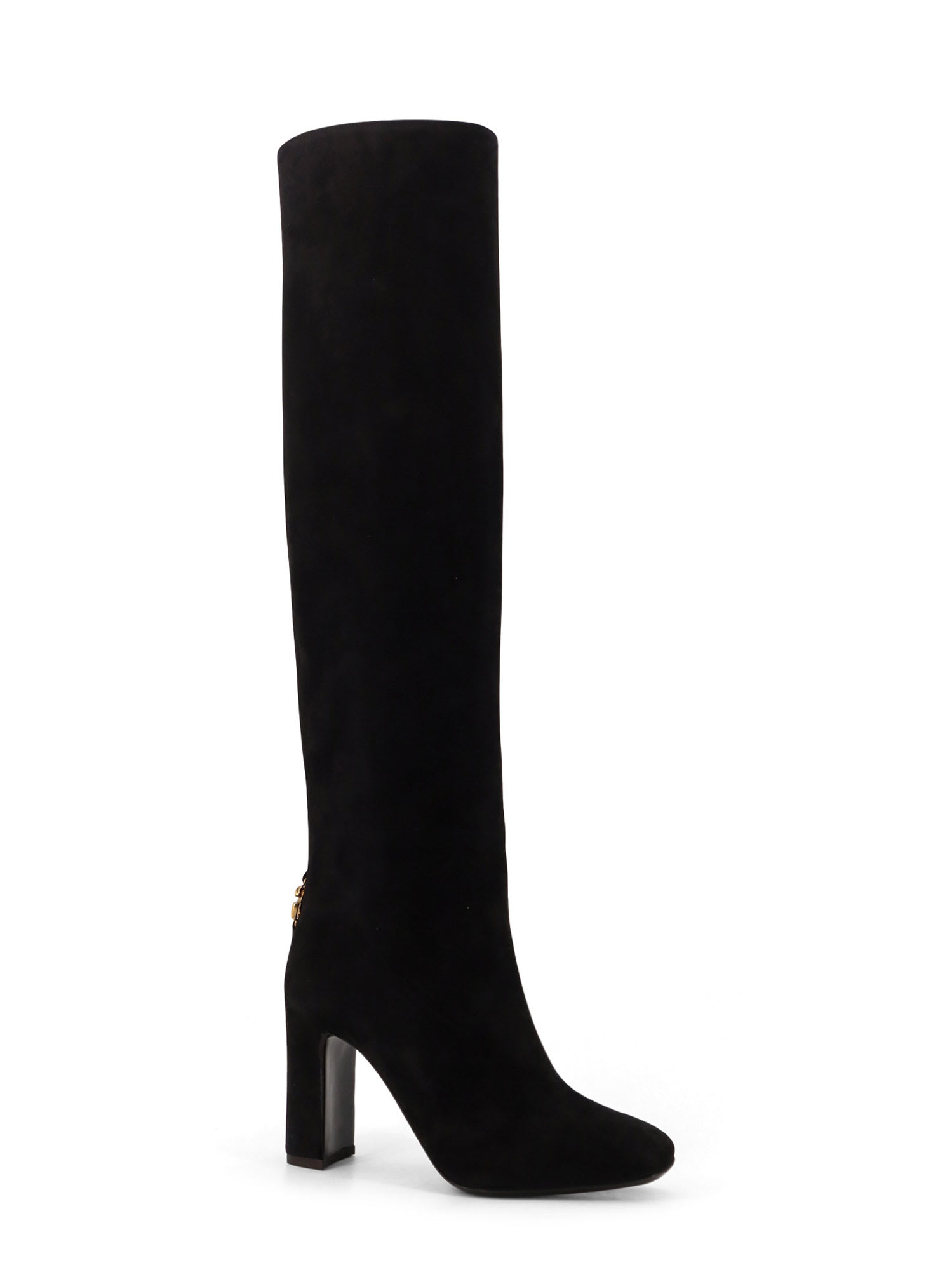 Dolce & Gabbana Chain-embellished Block-heel Boots In Black