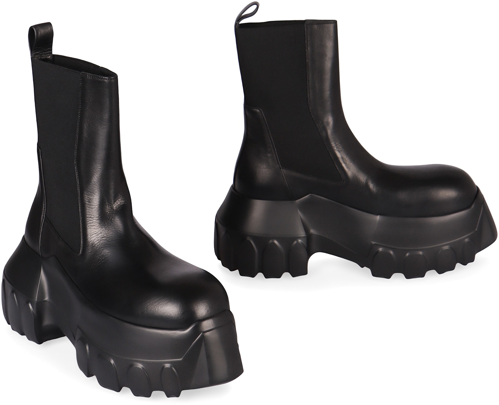 Rick Owens Black Hollywood Beatle Mega Tractor Chelsea Boots In Black
