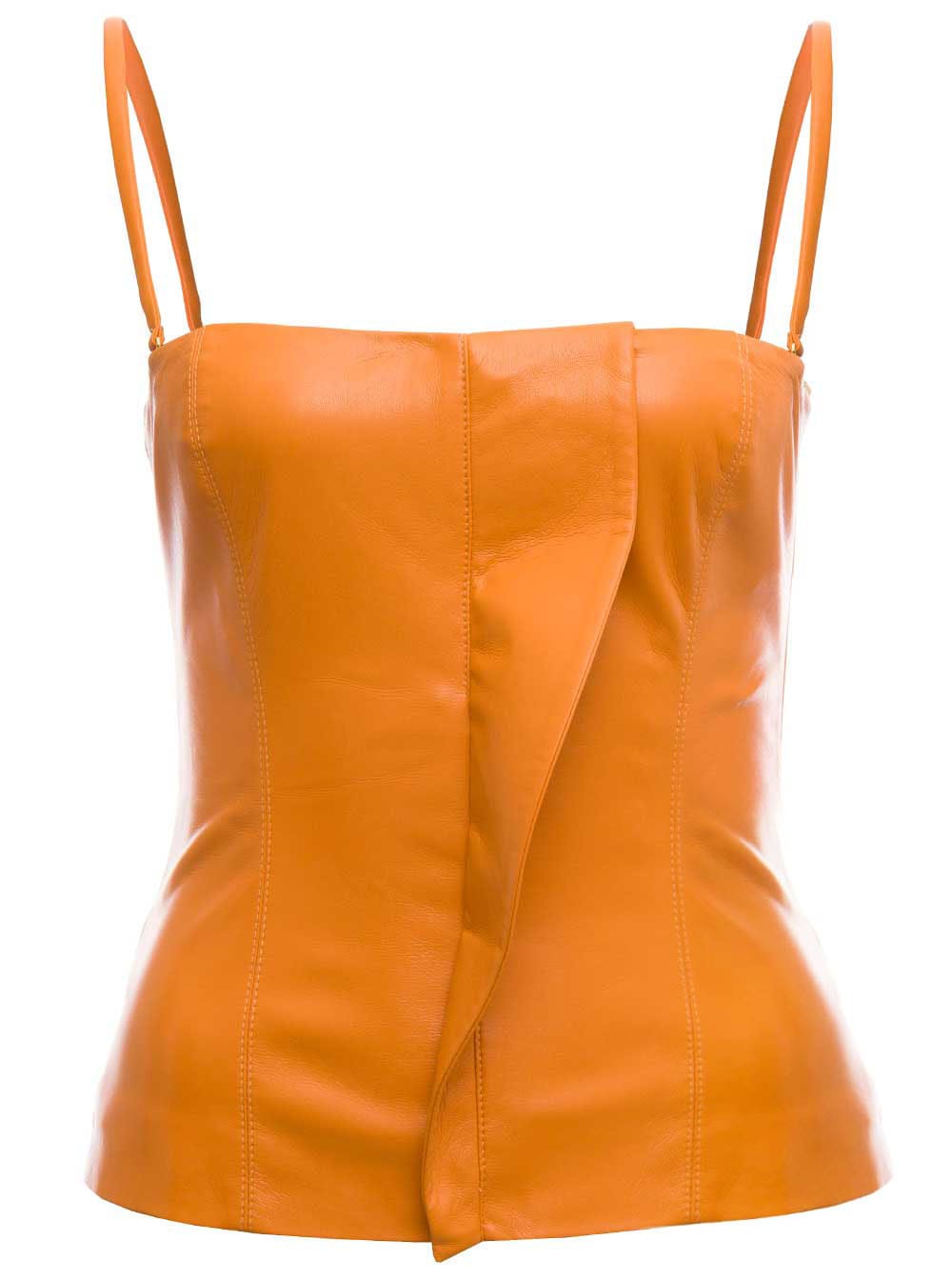 Nanushka Kya Orange Vegan Leather Top