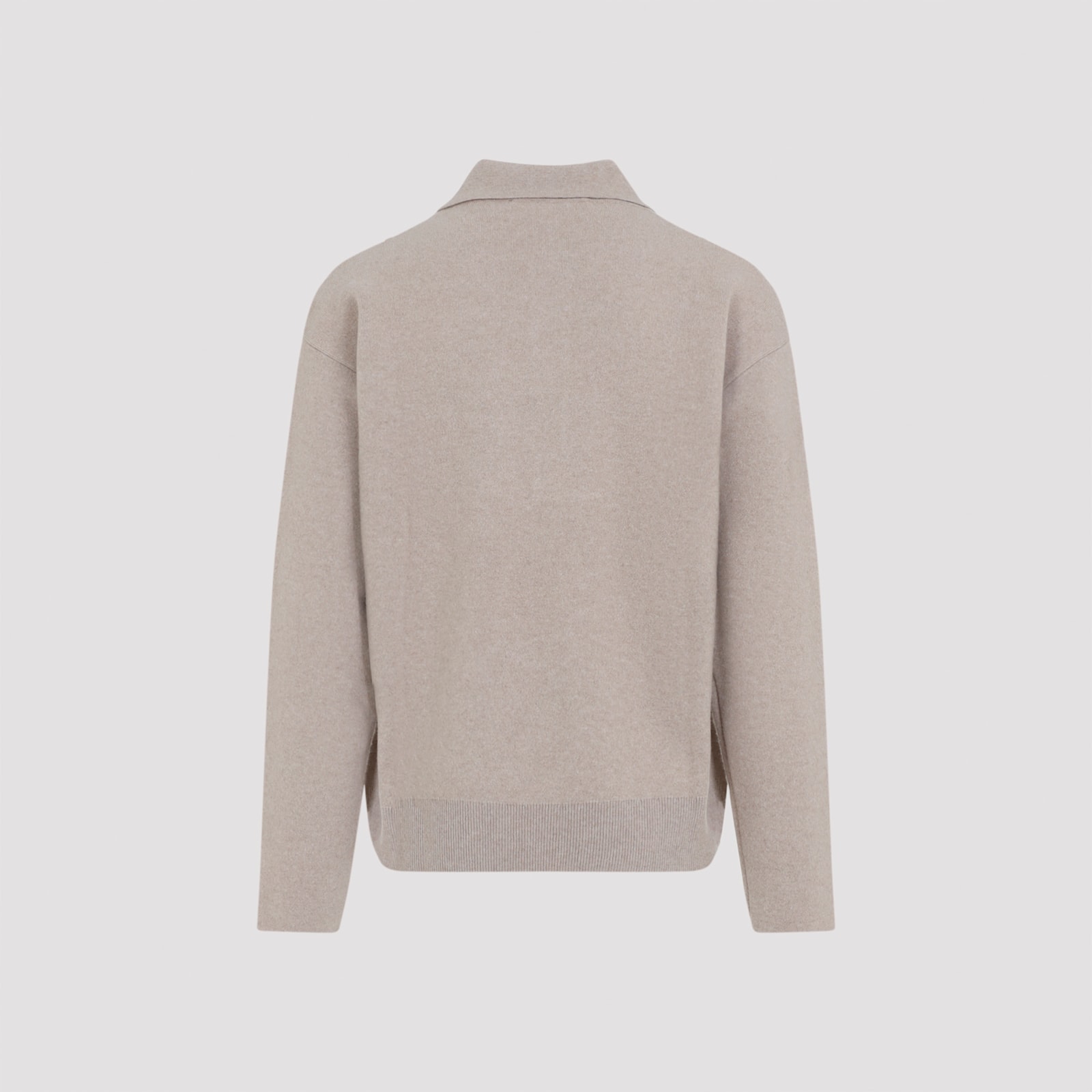 Jacquemus Collared Knitwear With Ribbed Cuffs And Hem In Gray