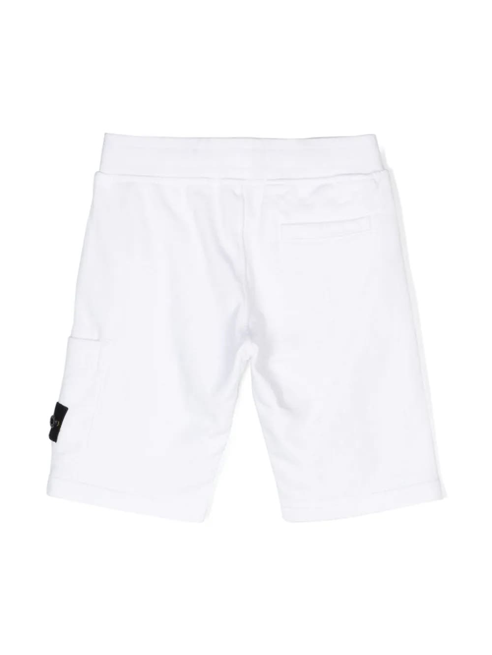 Shop Stone Island Junior White Sports Shorts With Logo