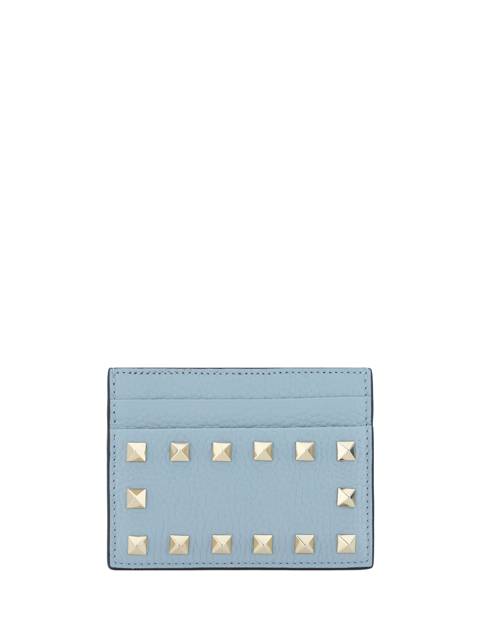 Shop Valentino Garavani Rockstud Card Holder In Blu Porcellana