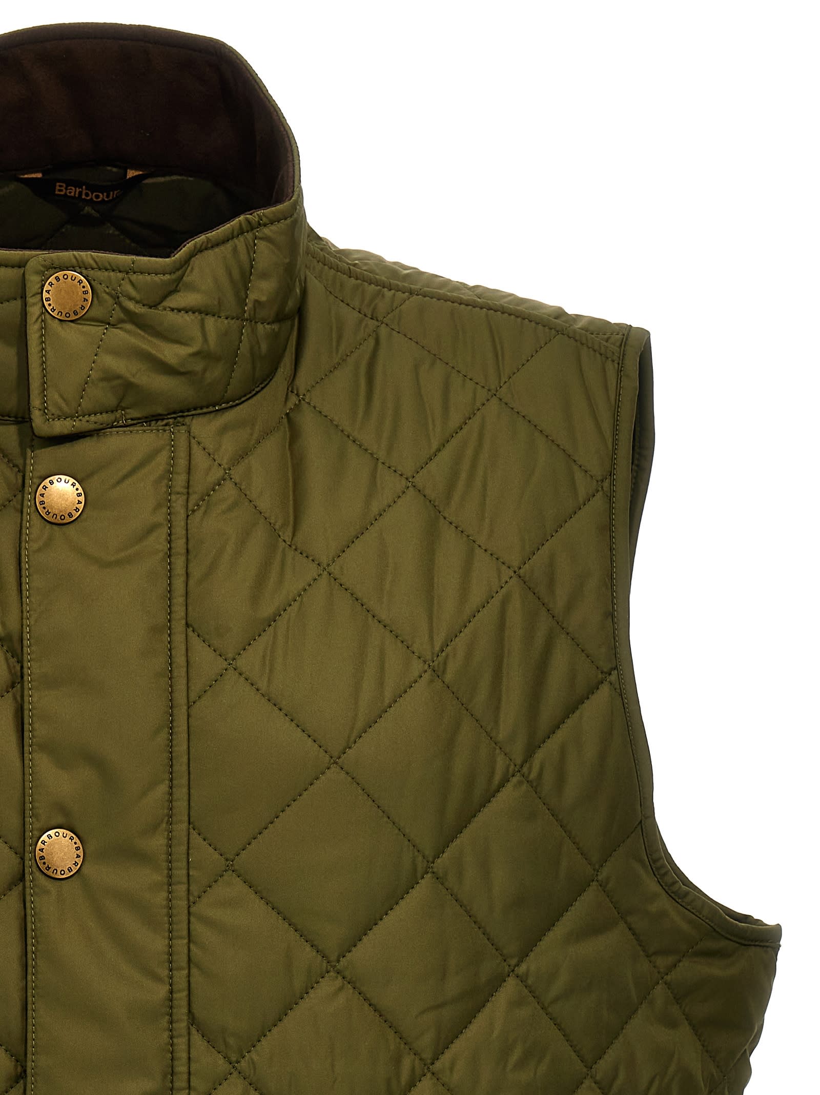 Shop Barbour Quilted Buttoned Gilet In Dk Moss