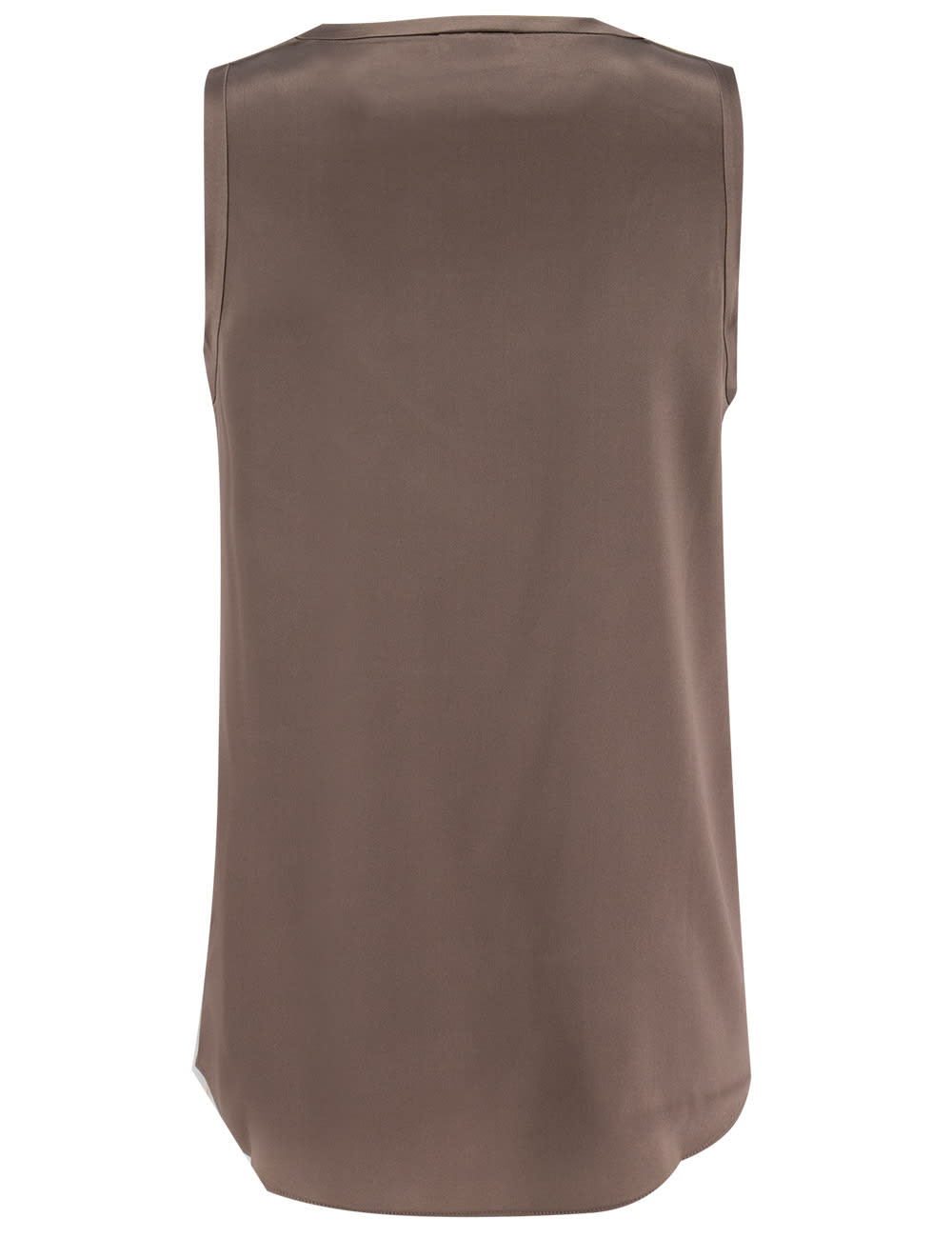 Brunello Cucinelli Brown Satin Reversible Top In Cacao