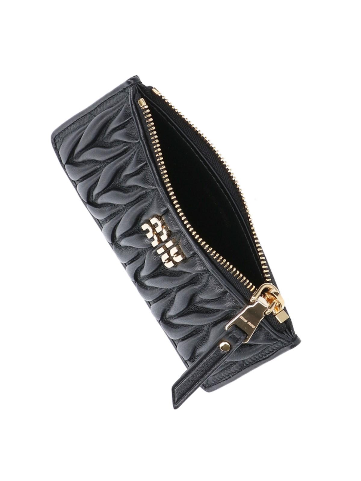 Shop Miu Miu Matelassé Wallet In Nero