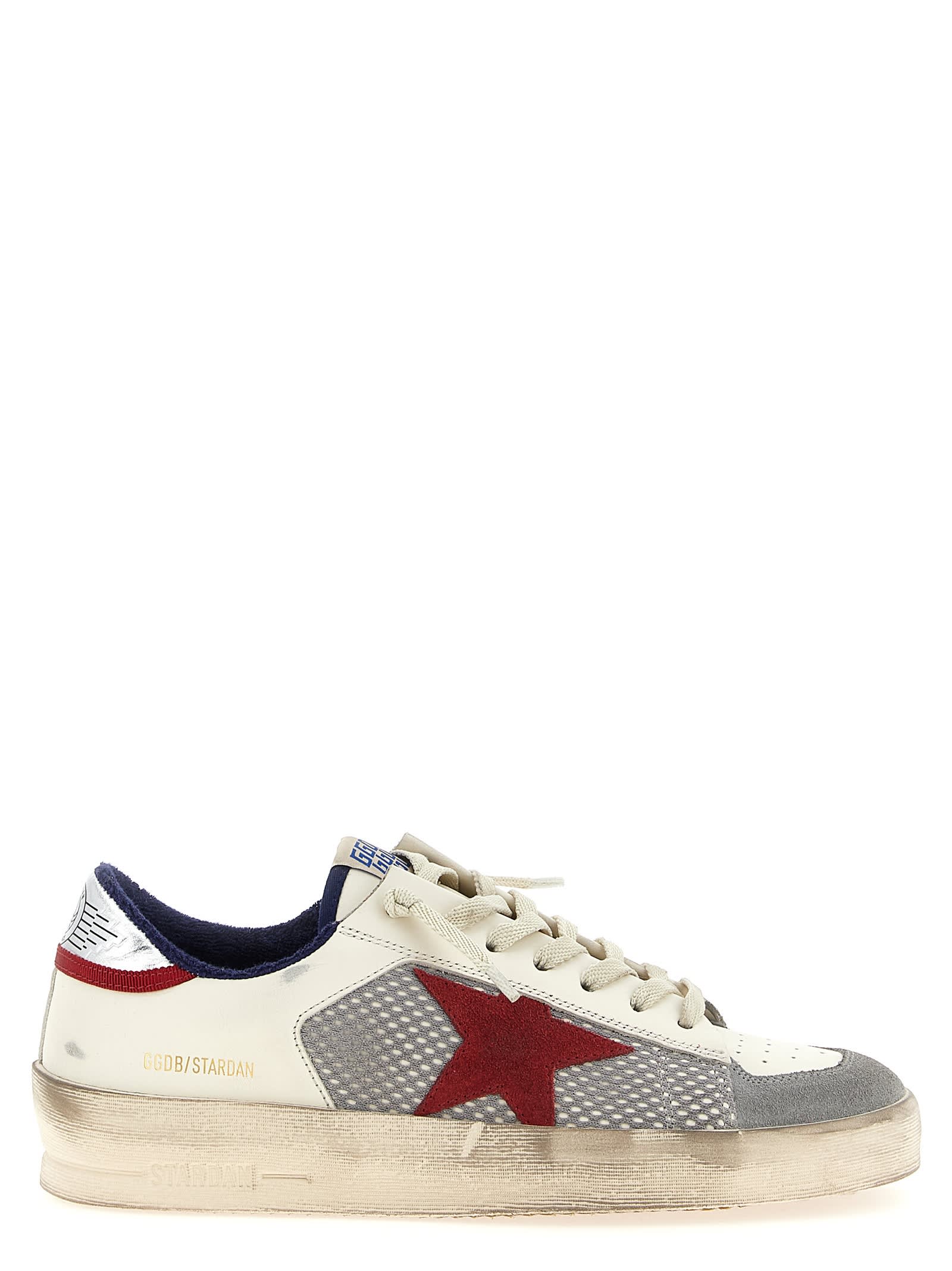 Golden Goose Stardan Mesh And Leather Sneakers White And Red