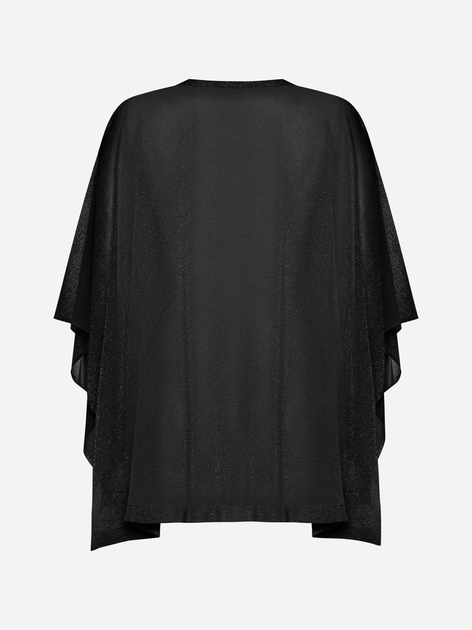 Shop Fabiana Filippi Lame Knit Cape Sweater In Black