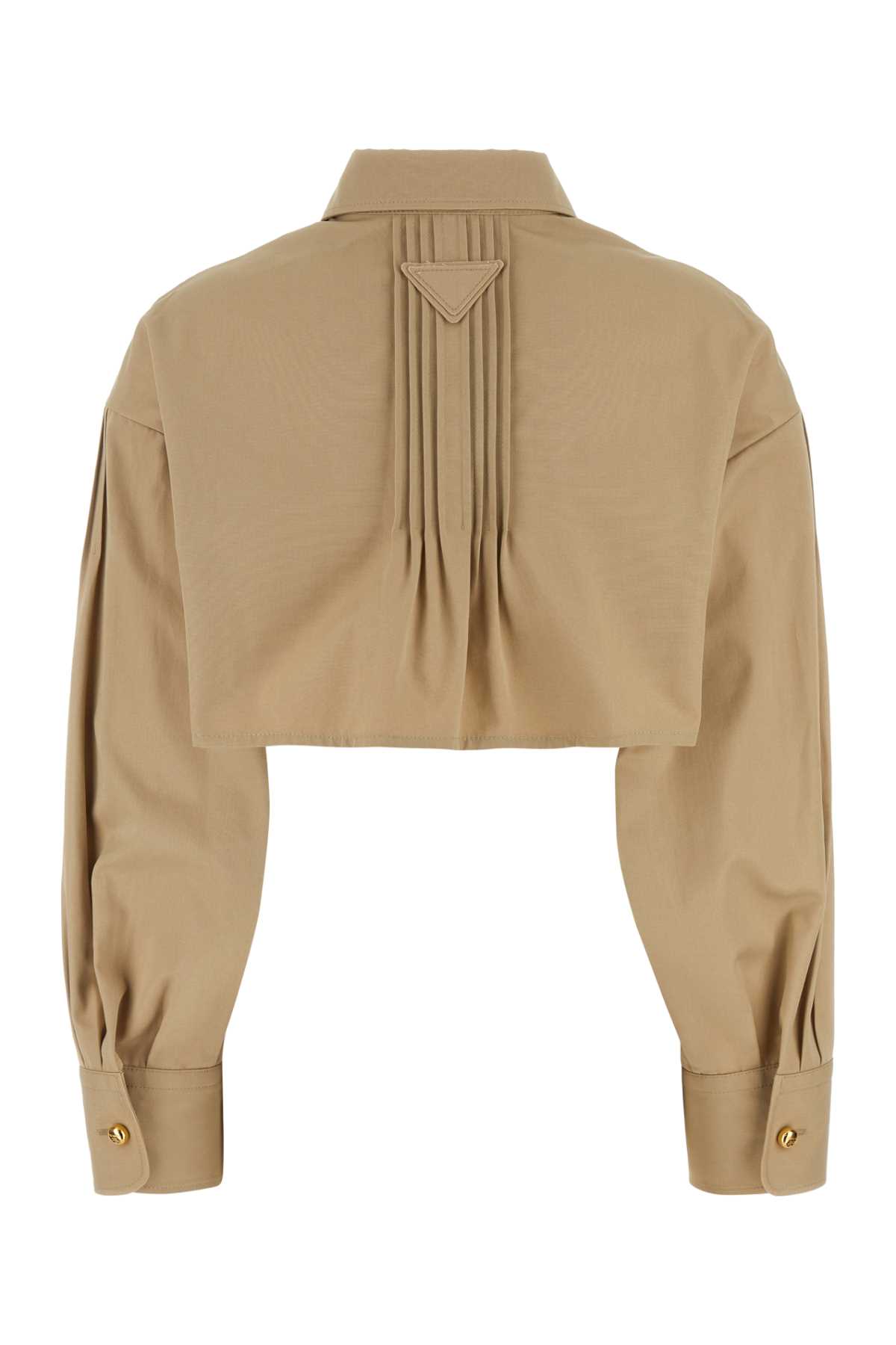 Shop Prada Beige Poplin Shirt In Corda