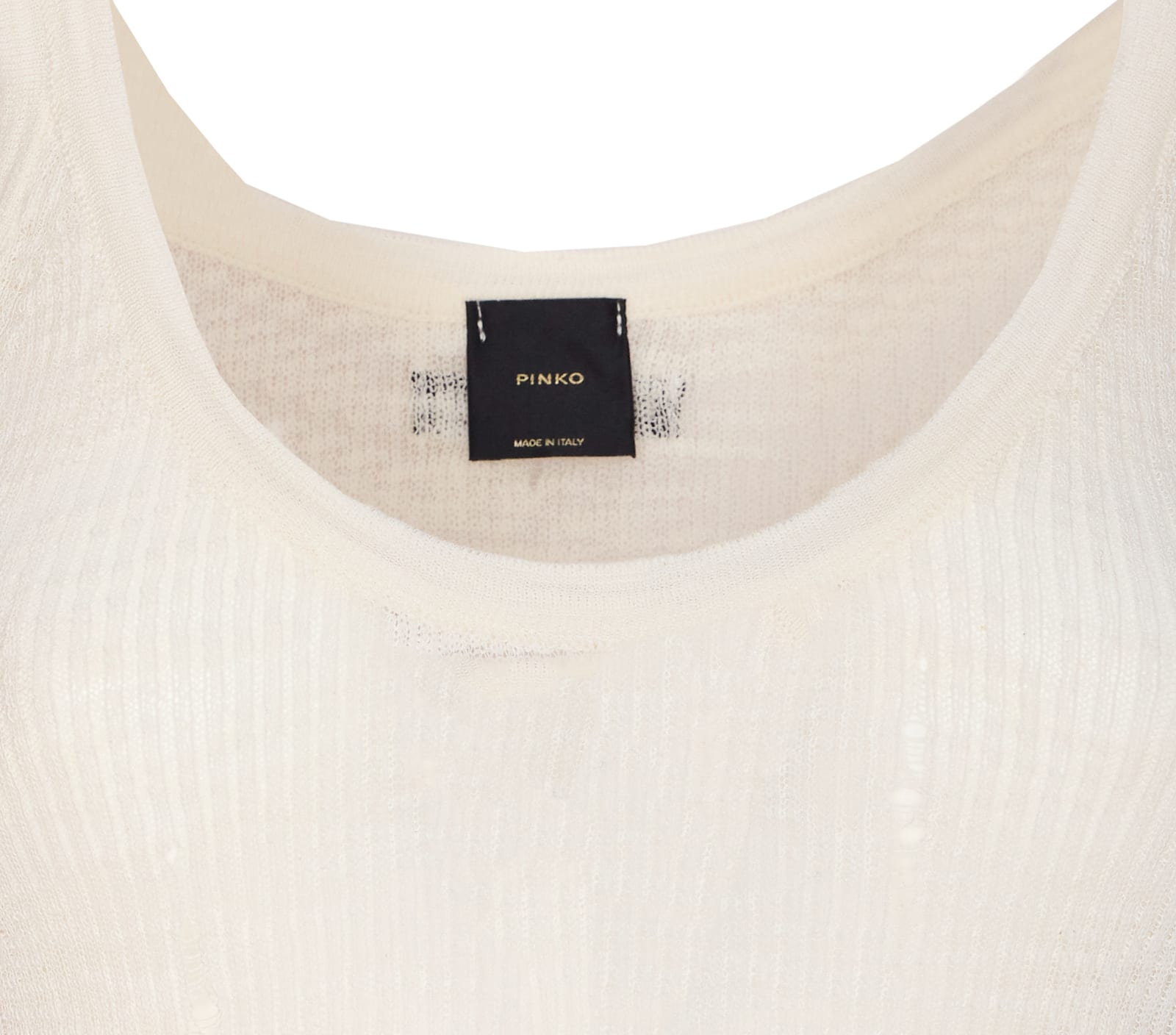 Pinko Crewneck Distressed Ribbed Sleeveless Stretch Top
