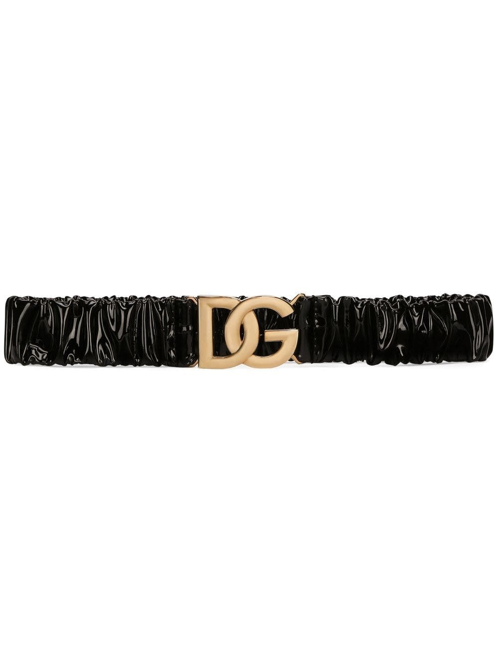 Dg-logo Patent Leather Belt