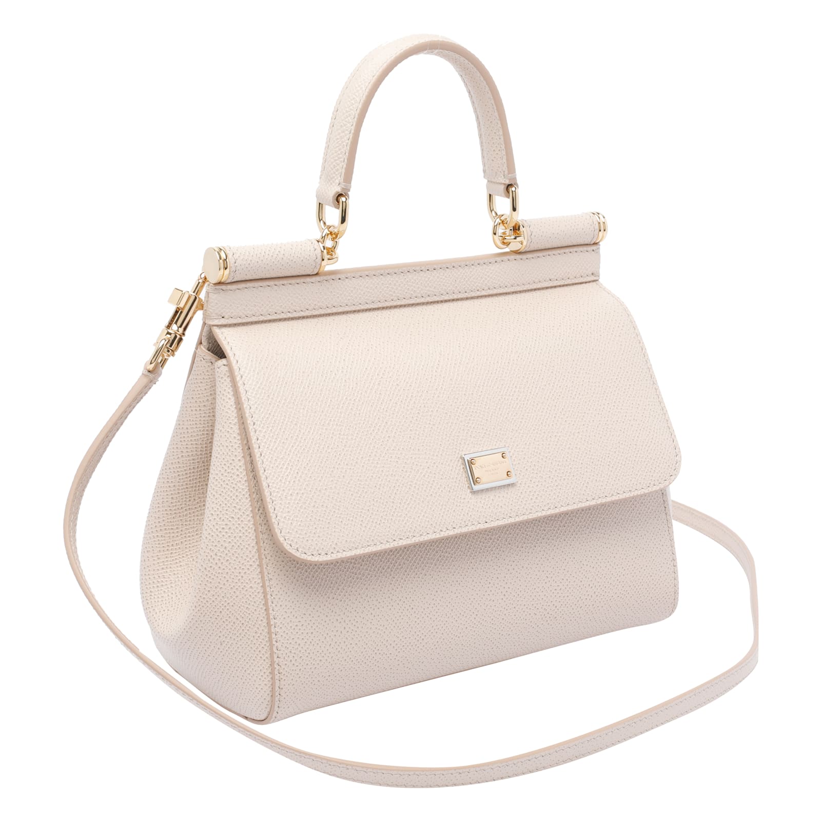 Dolce & Gabbana Large Sicily Top Handle Bag In Dauphine Leather In White