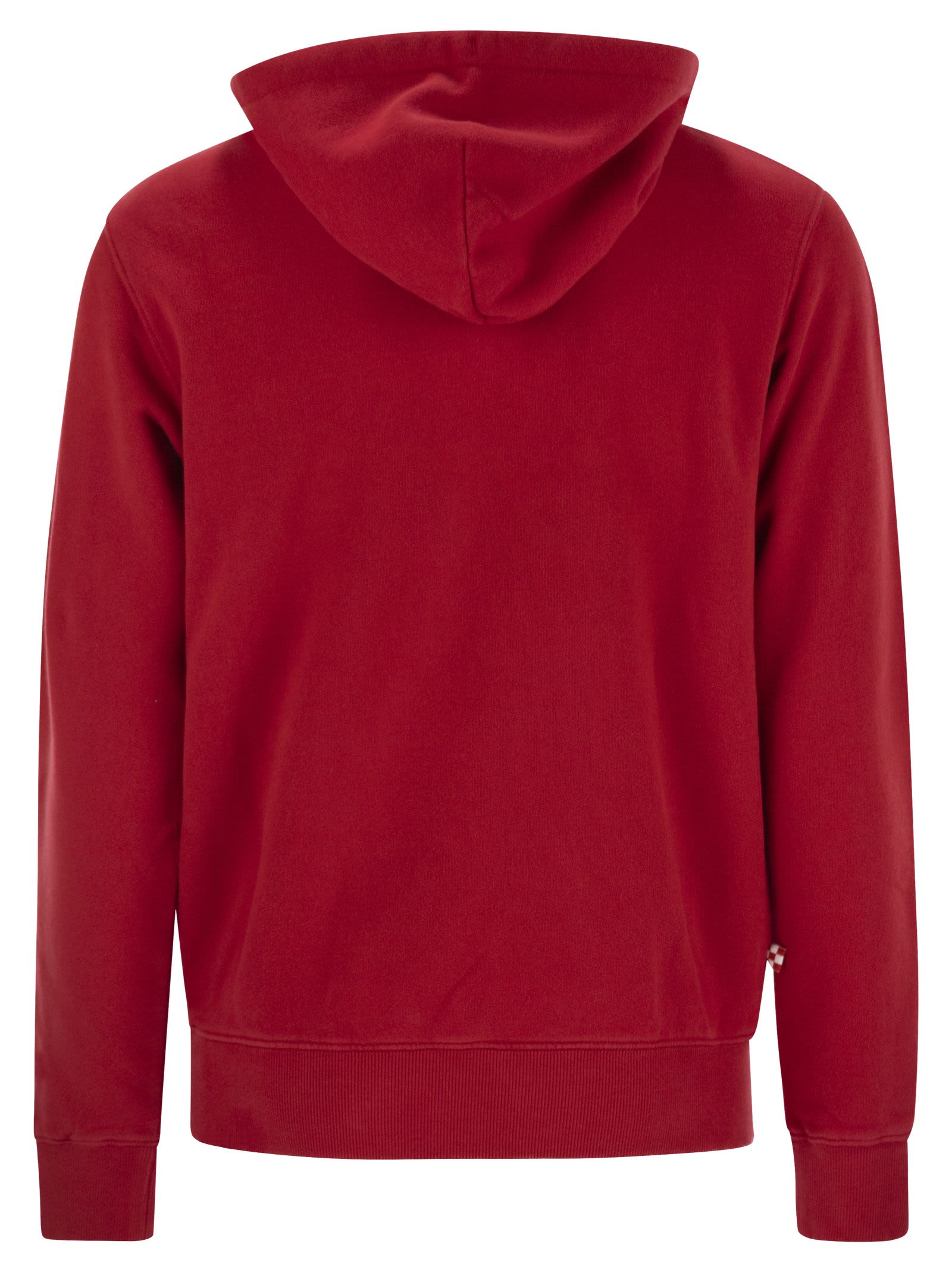 Shop Mc2 Saint Barth Mens Red Tribeca Sweatshirt With Cortina Apres Ski Club Logo Embroidery In Red/blue