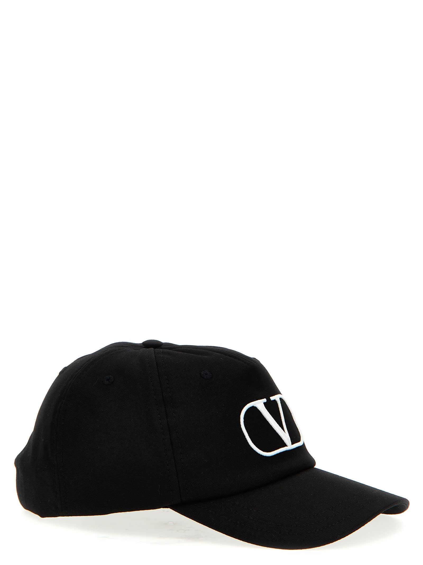 Shop Valentino Garavani Vlogo Signature Cap In Black