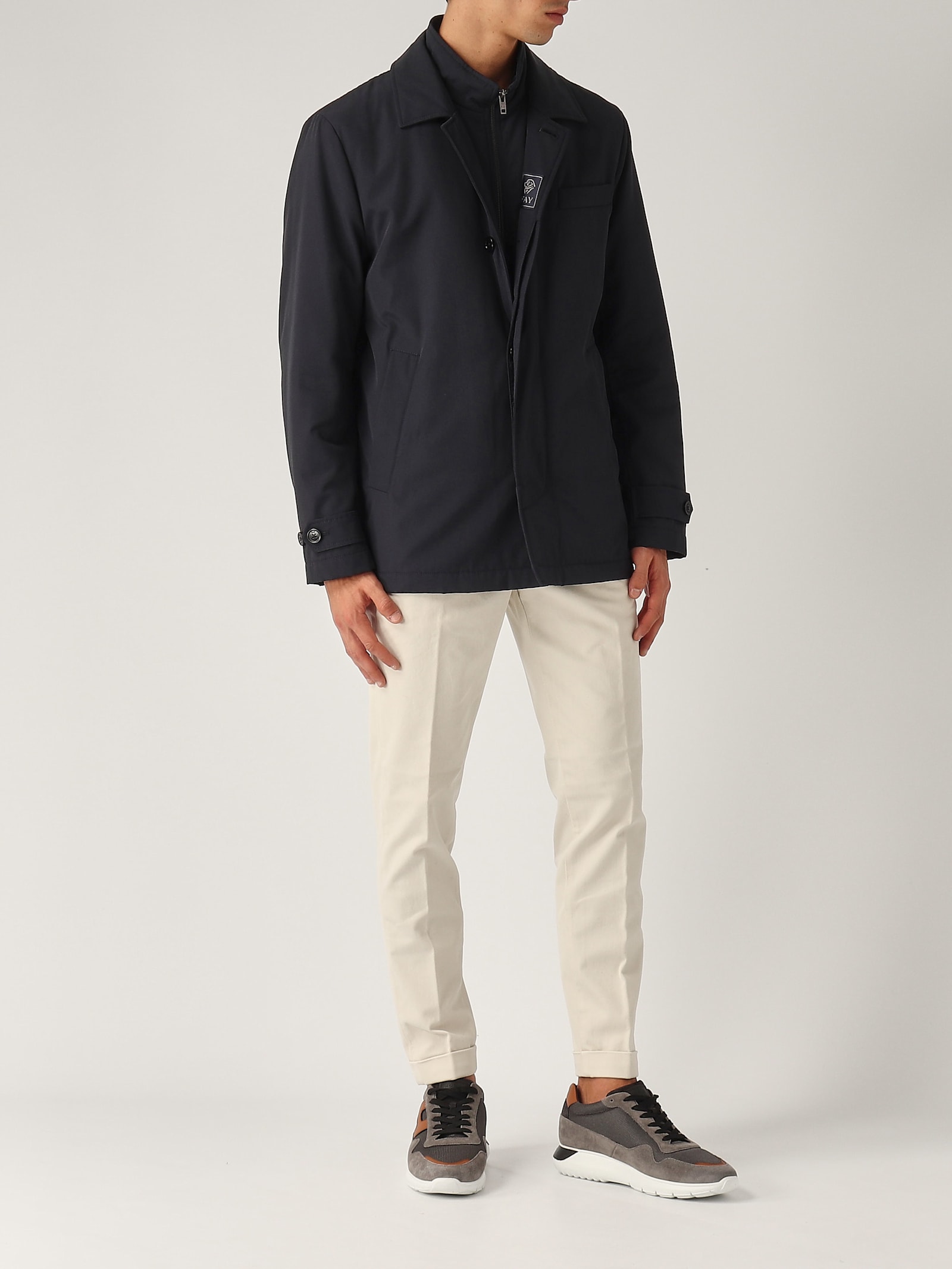 Shop Fay Morning Corto Db Front Raincoat In Navy