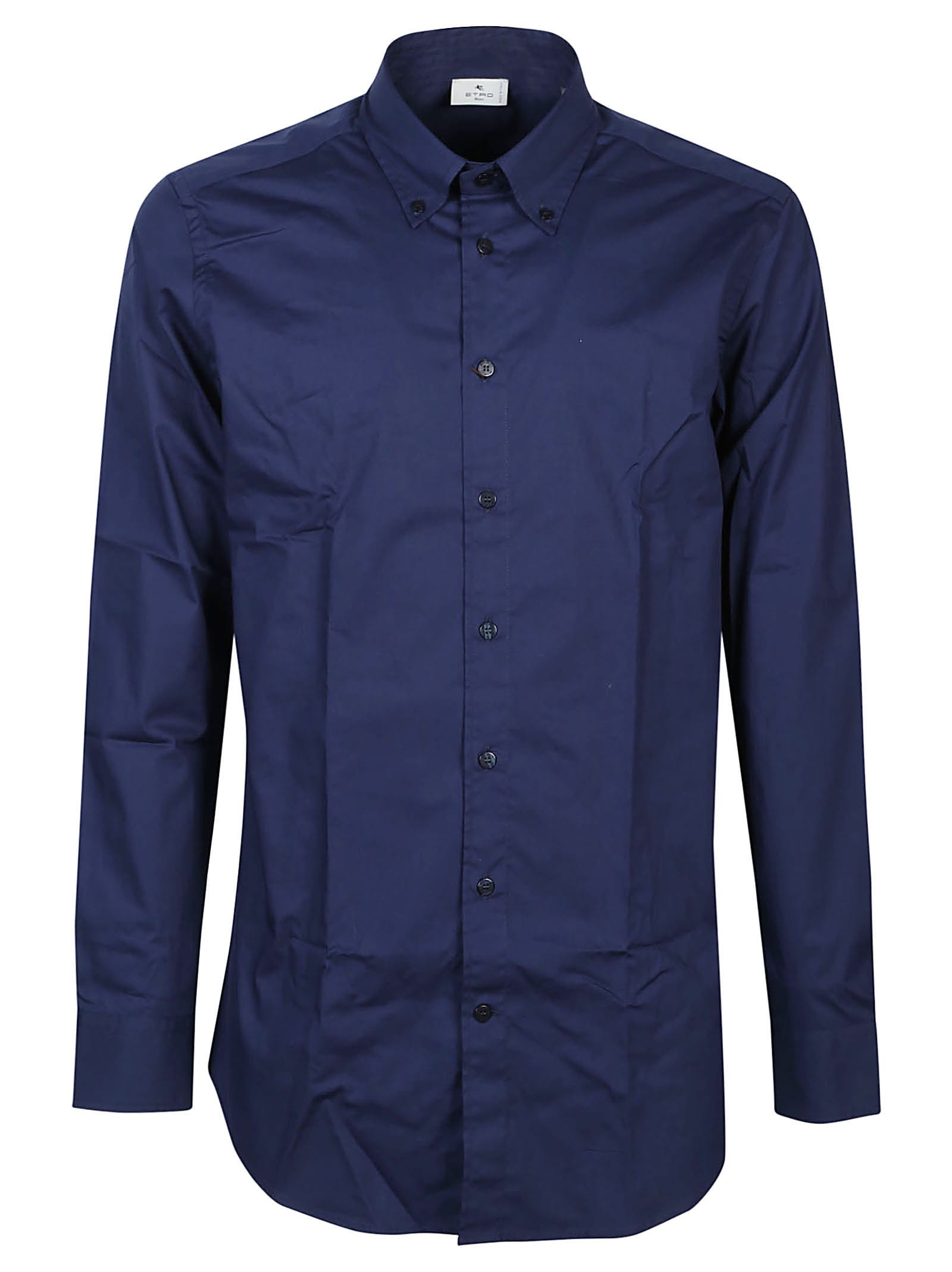 Shop Etro Fuji Botton Down Logo Slim Shirt In Blu