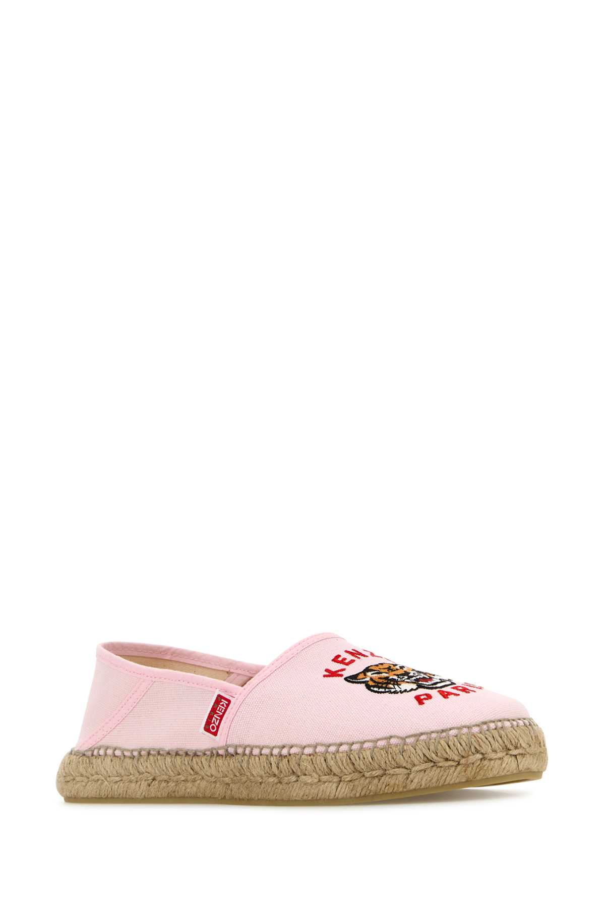 Shop Kenzo Pink Canvas  Lucky Tiger Espadrilles In Fadedpink